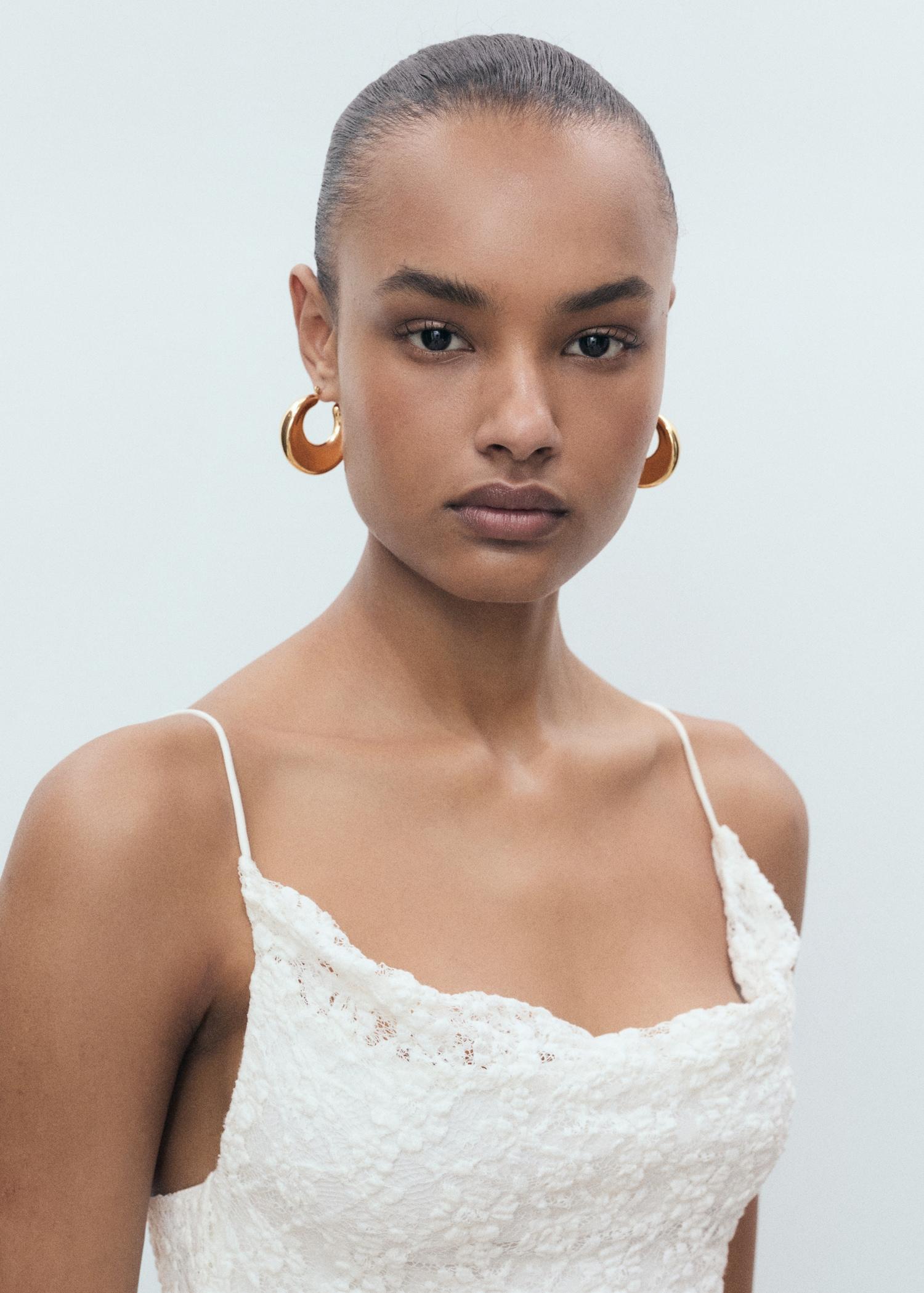 Lace dress with draped neck - Women | MANGO USA Product Image