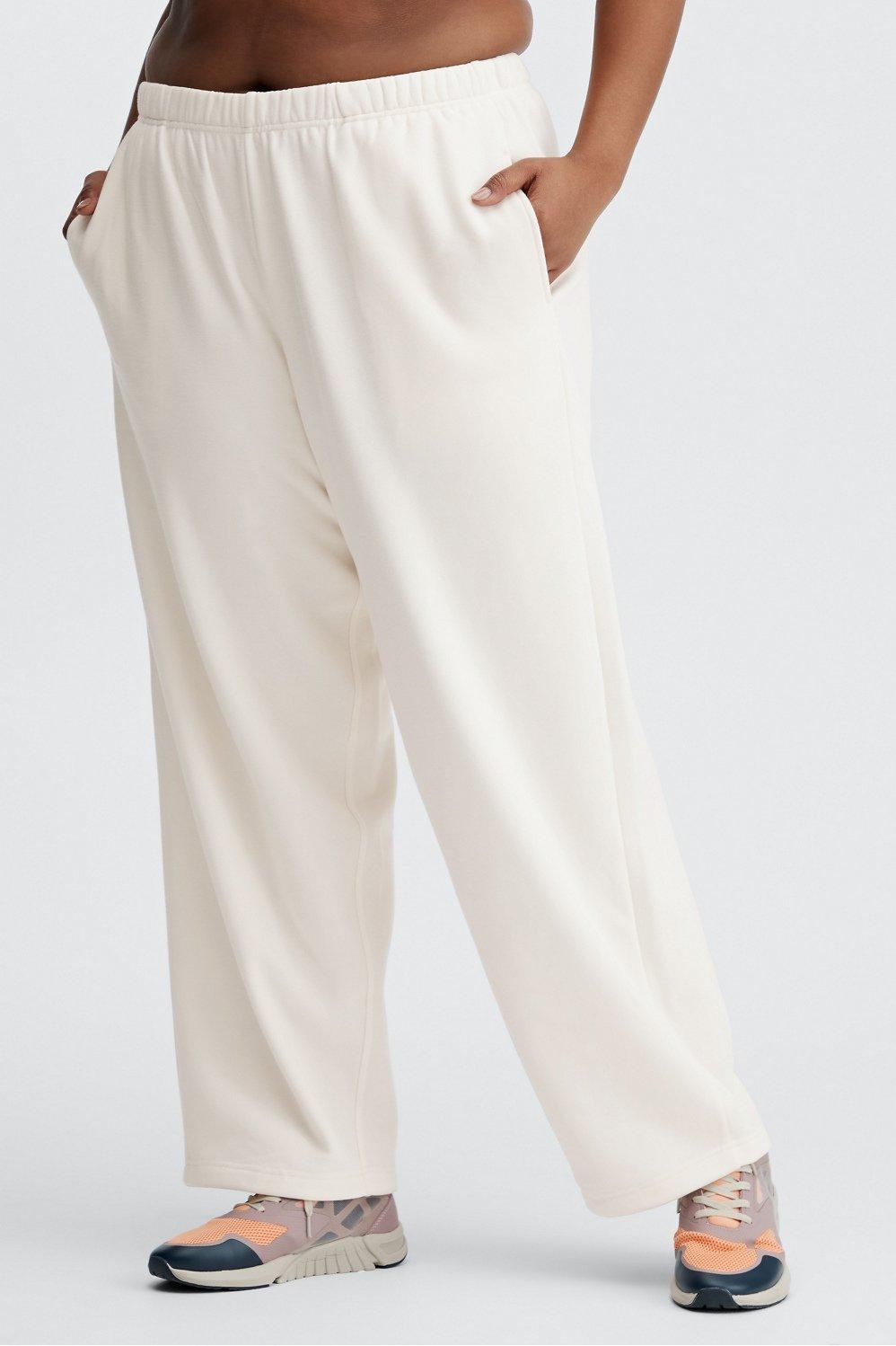 Fabletics Go-To Wide Leg Sweatpant Womens white plus Size 4X Product Image