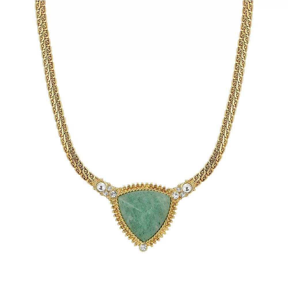 1928 Gold Tone Triangle Stone Pendant Necklace, Women's,  Product Image