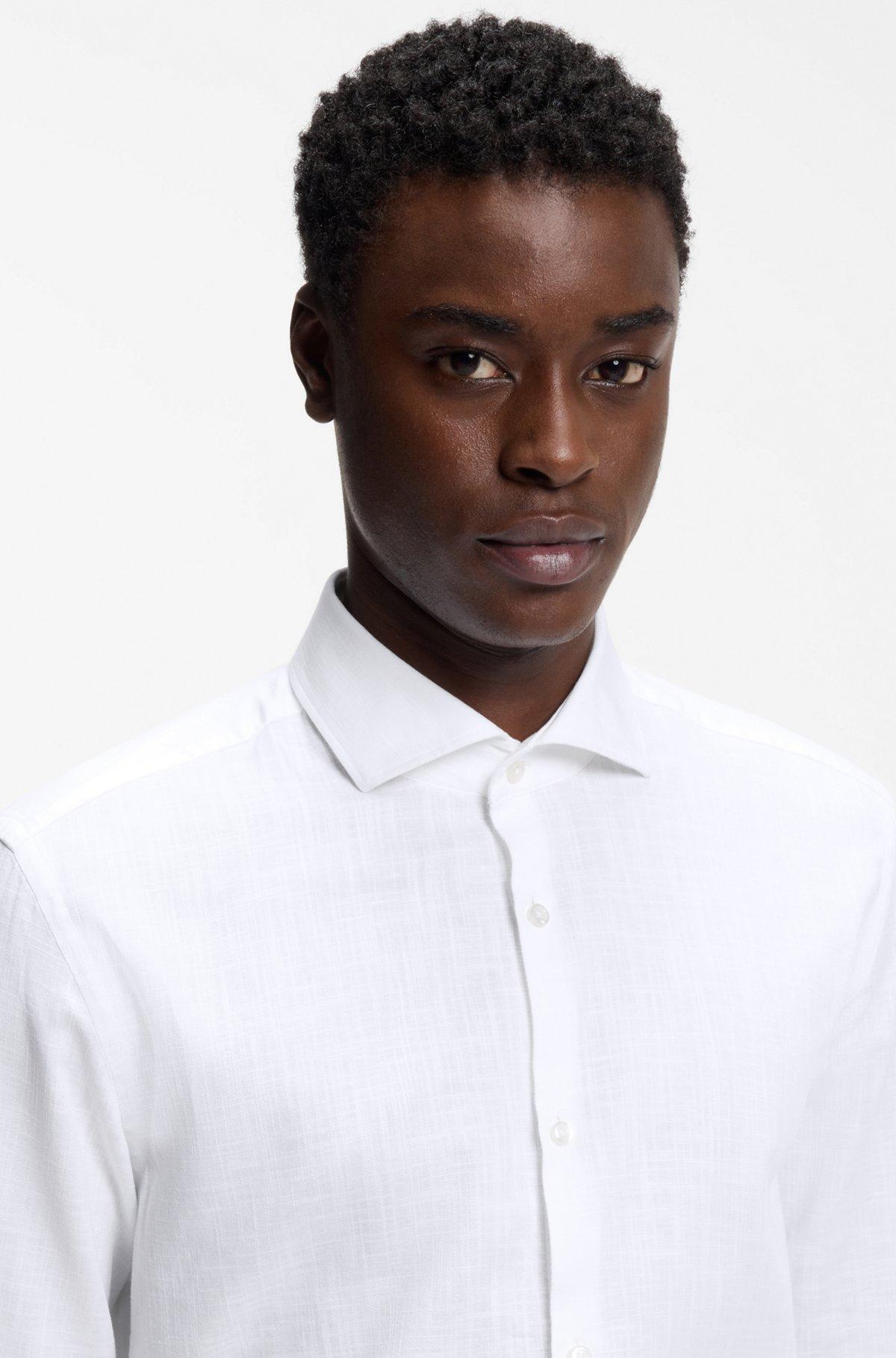 Slim-fit shirt in cotton and linen Product Image