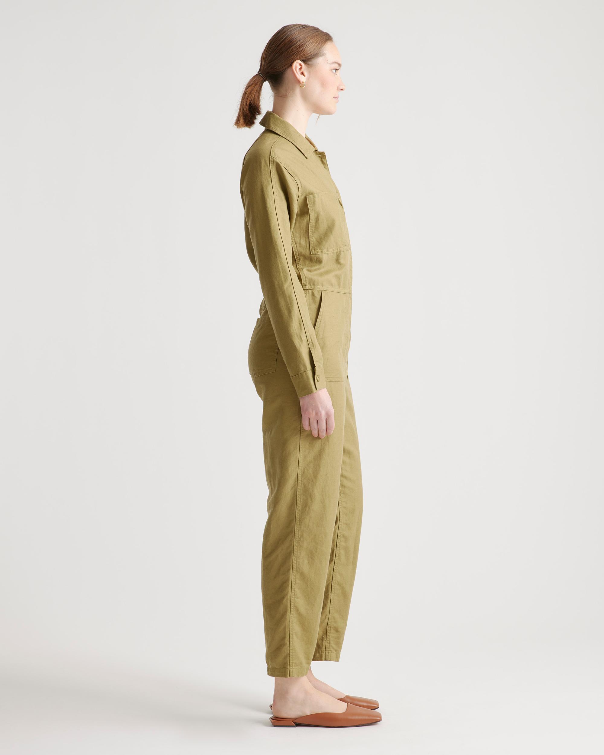 Quince | Women's Cotton Linen Twill Long Sleeve Coverall Jumpsuit Organic Cotton Product Image