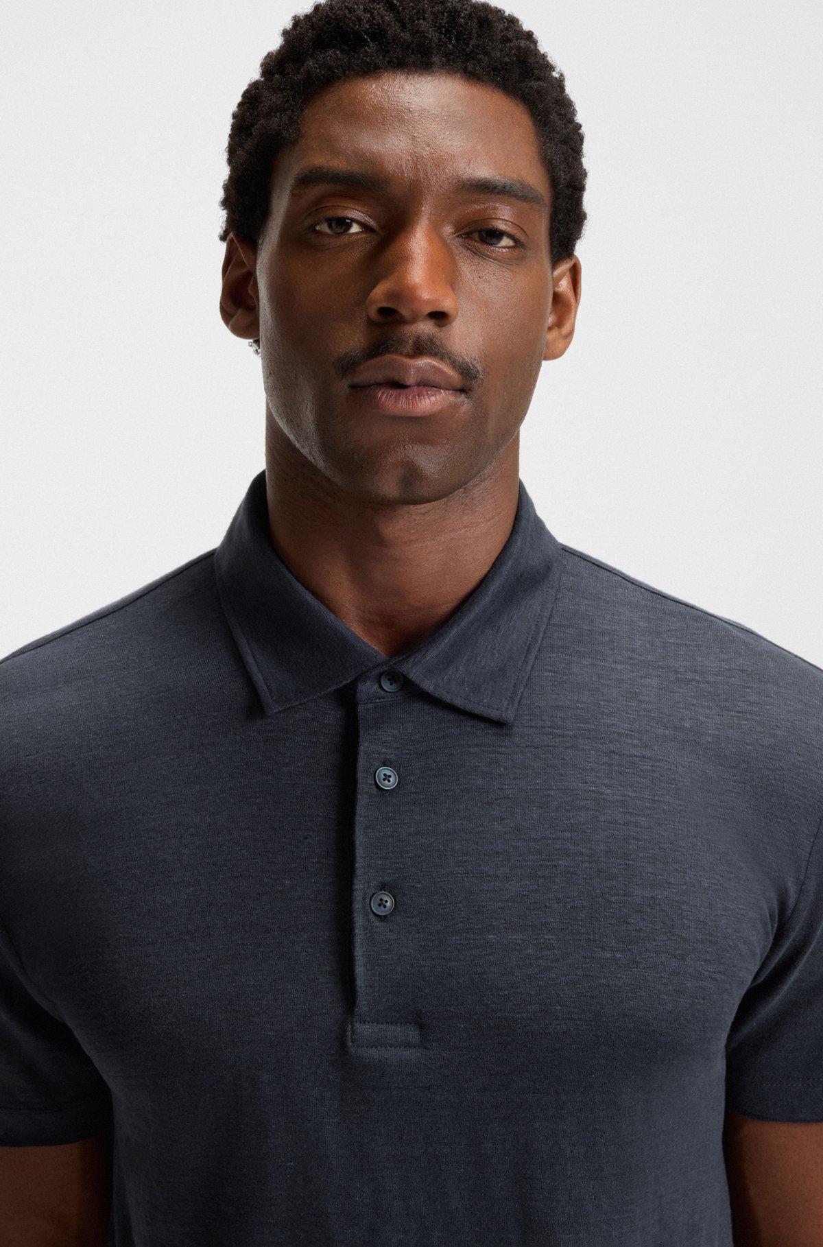 BOSS - BECKHAM x BOSS polo shirt in linen - Dark Blue Product Image