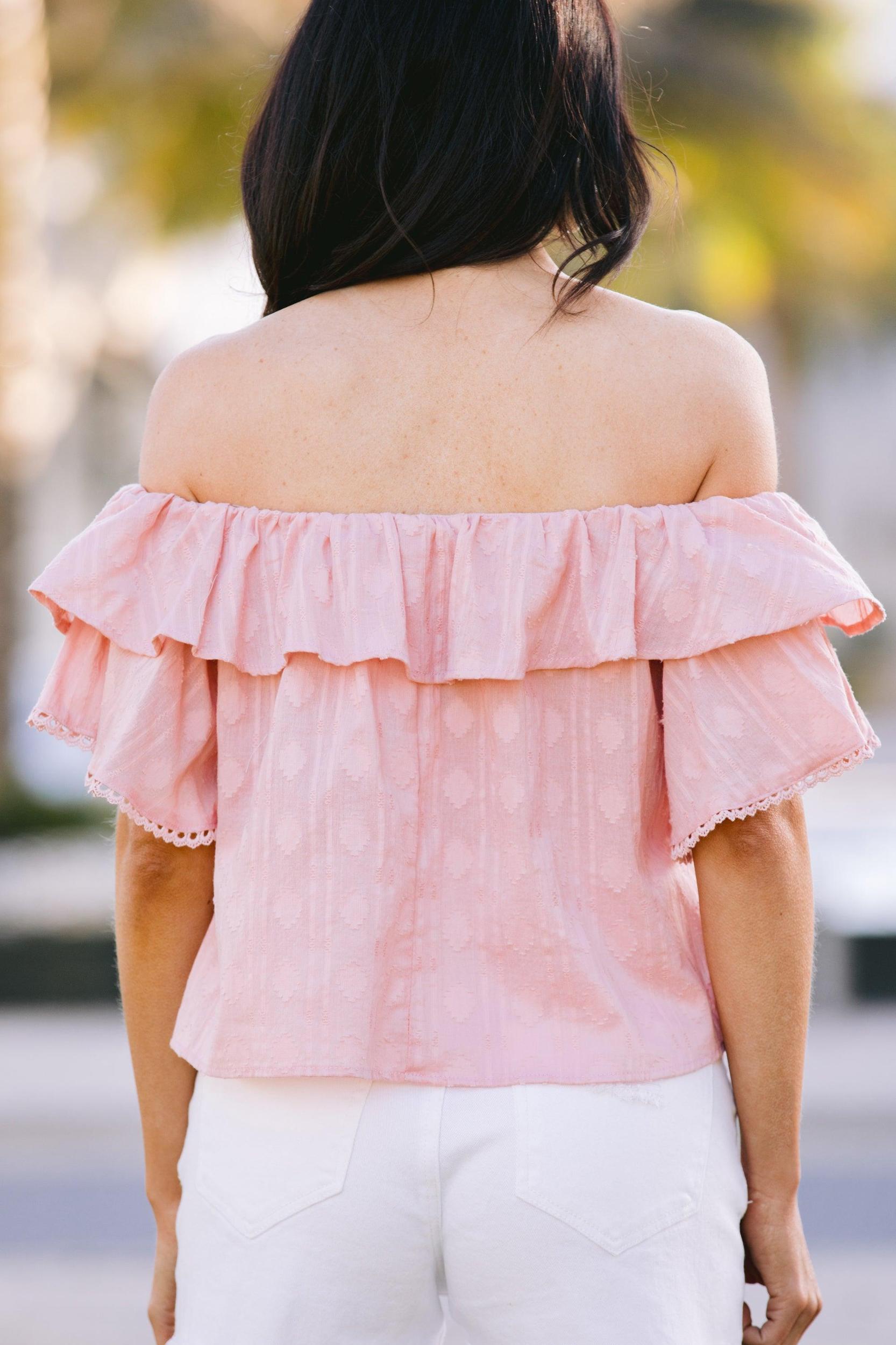 I Believe In You Pink Ruffled Top Female Product Image