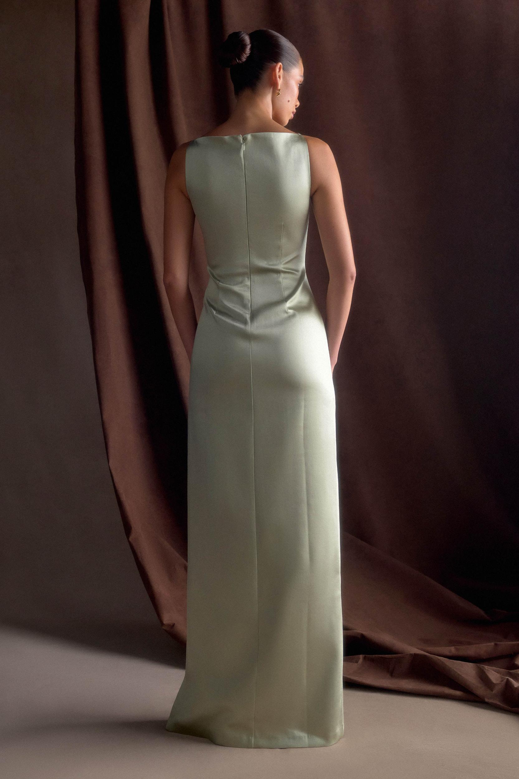 Violet Sleeveless Satin Maxi Dress - Soft Pink Product Image