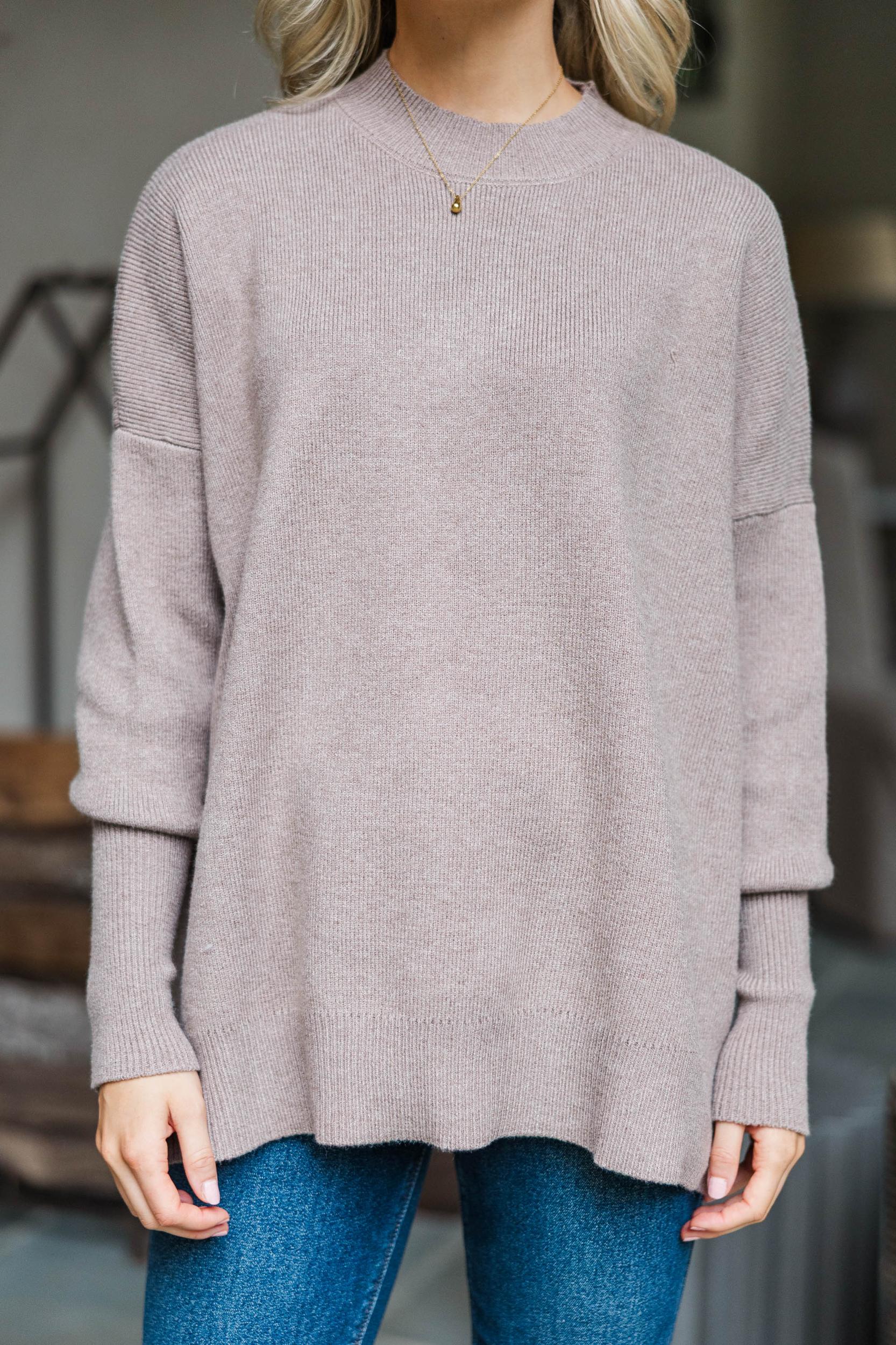 Perfectly You Mocha Brown Mock Neck Sweater Female Product Image