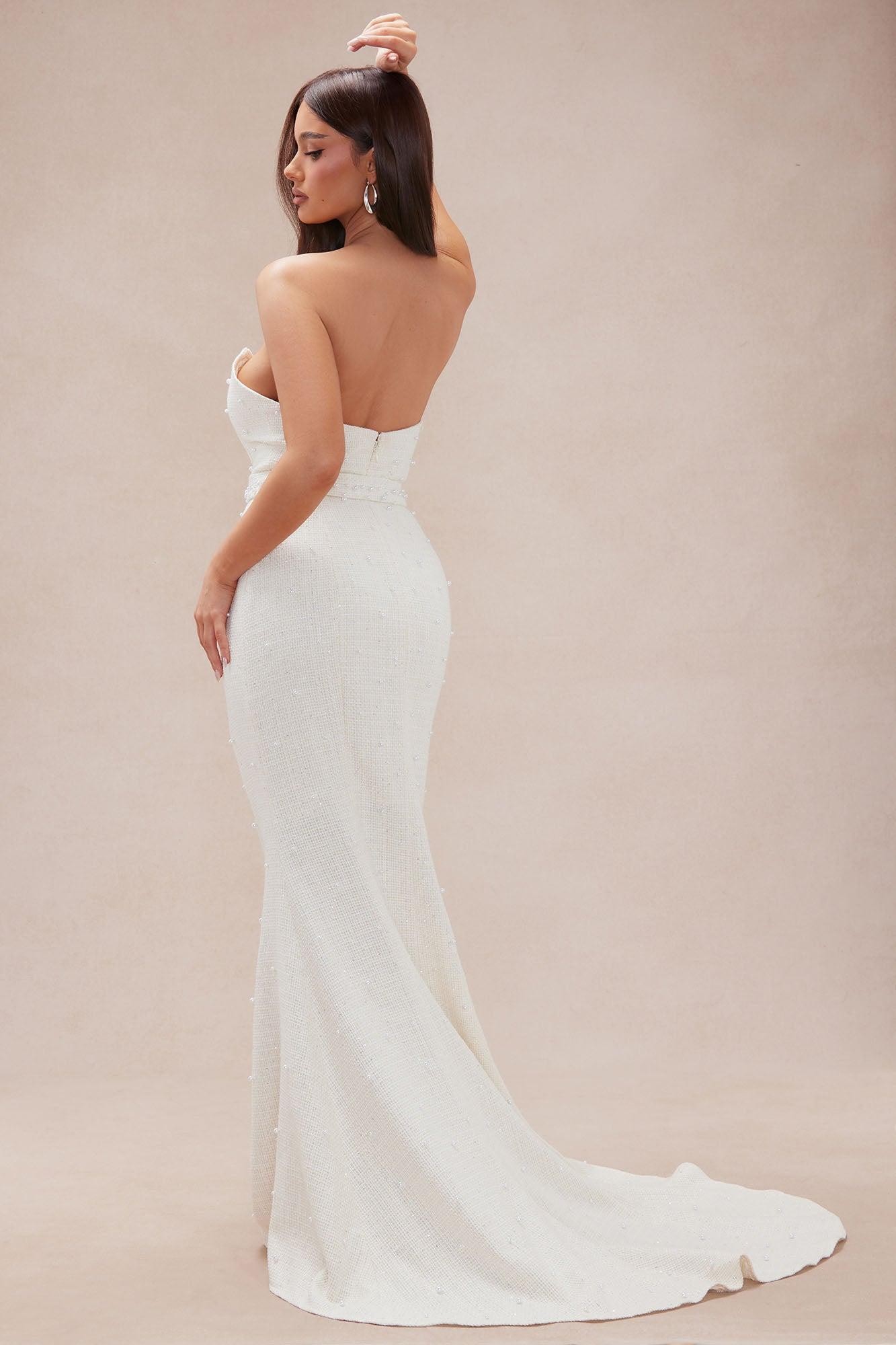 Denise Tweed Maxi Dress - Cream Product Image