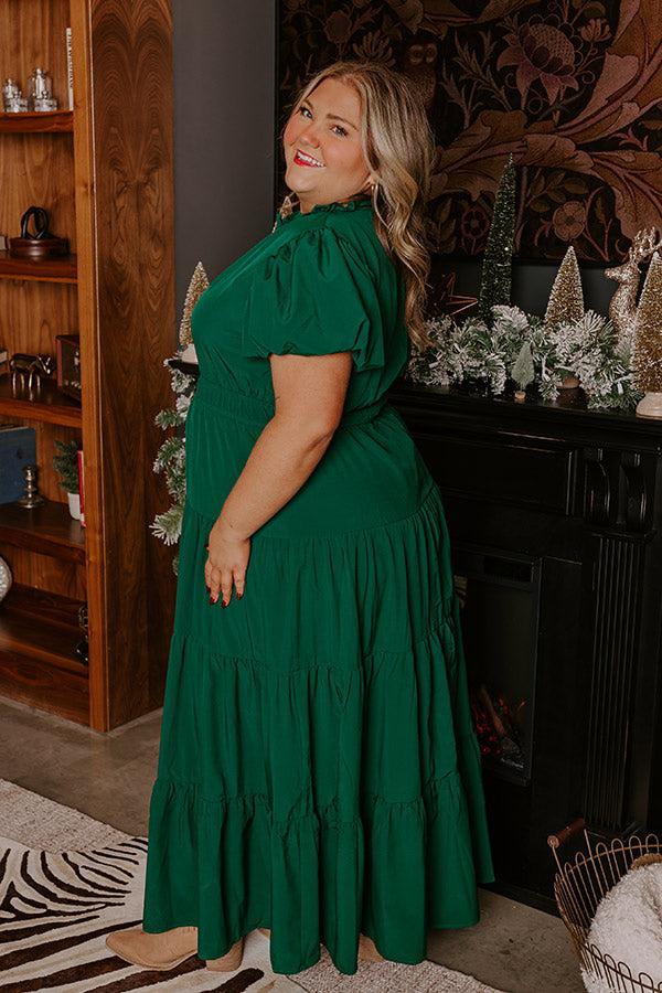 Simply Sweet Maxi Dress in Hunter Green Curves Product Image