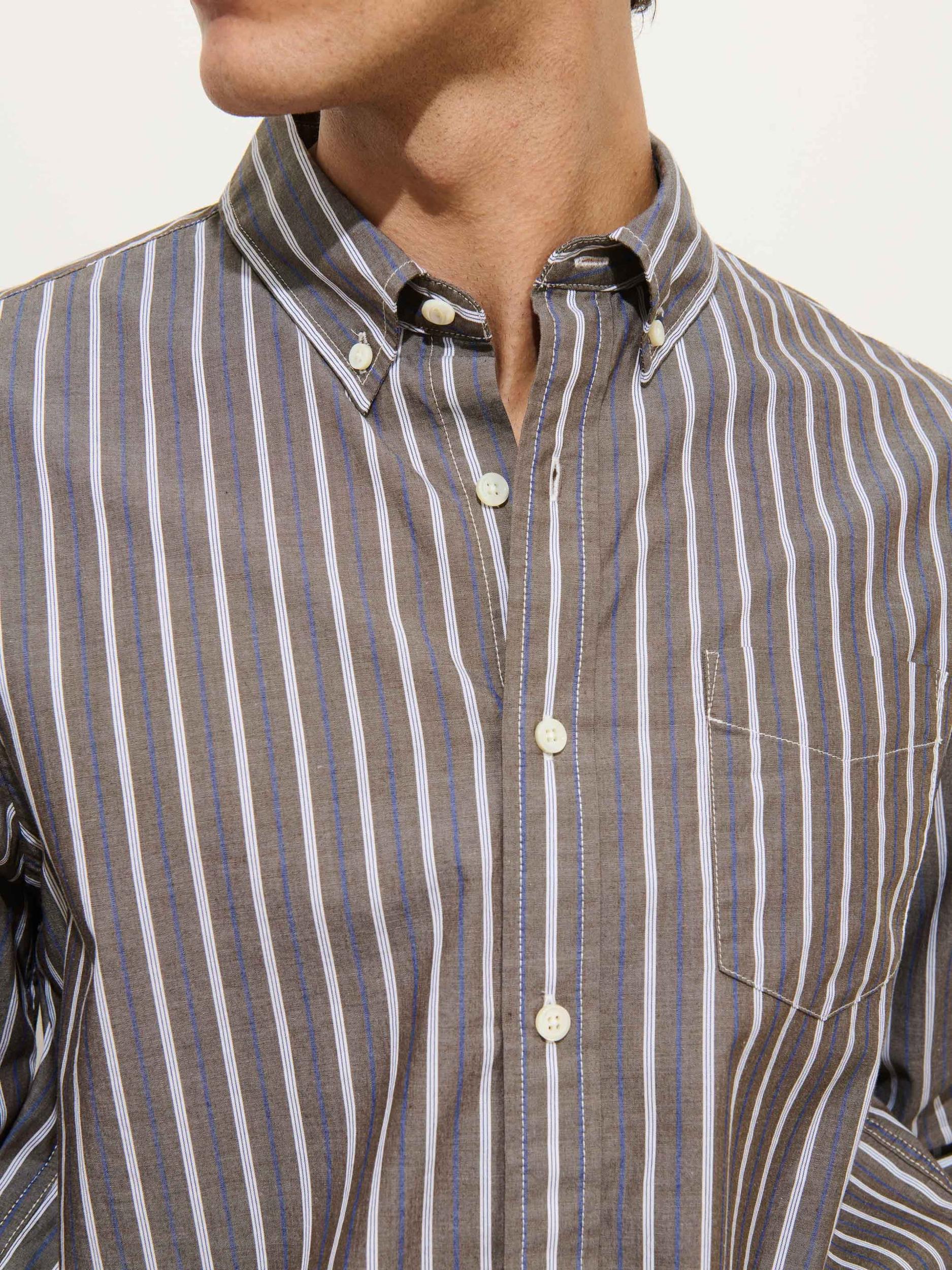 Mill Striped Shirt In Cotton Poplin Product Image