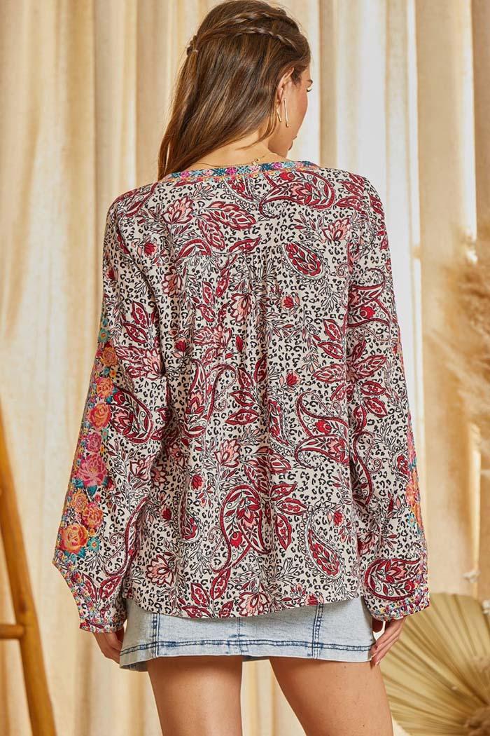 Tie Closure Embro Blouse Product Image