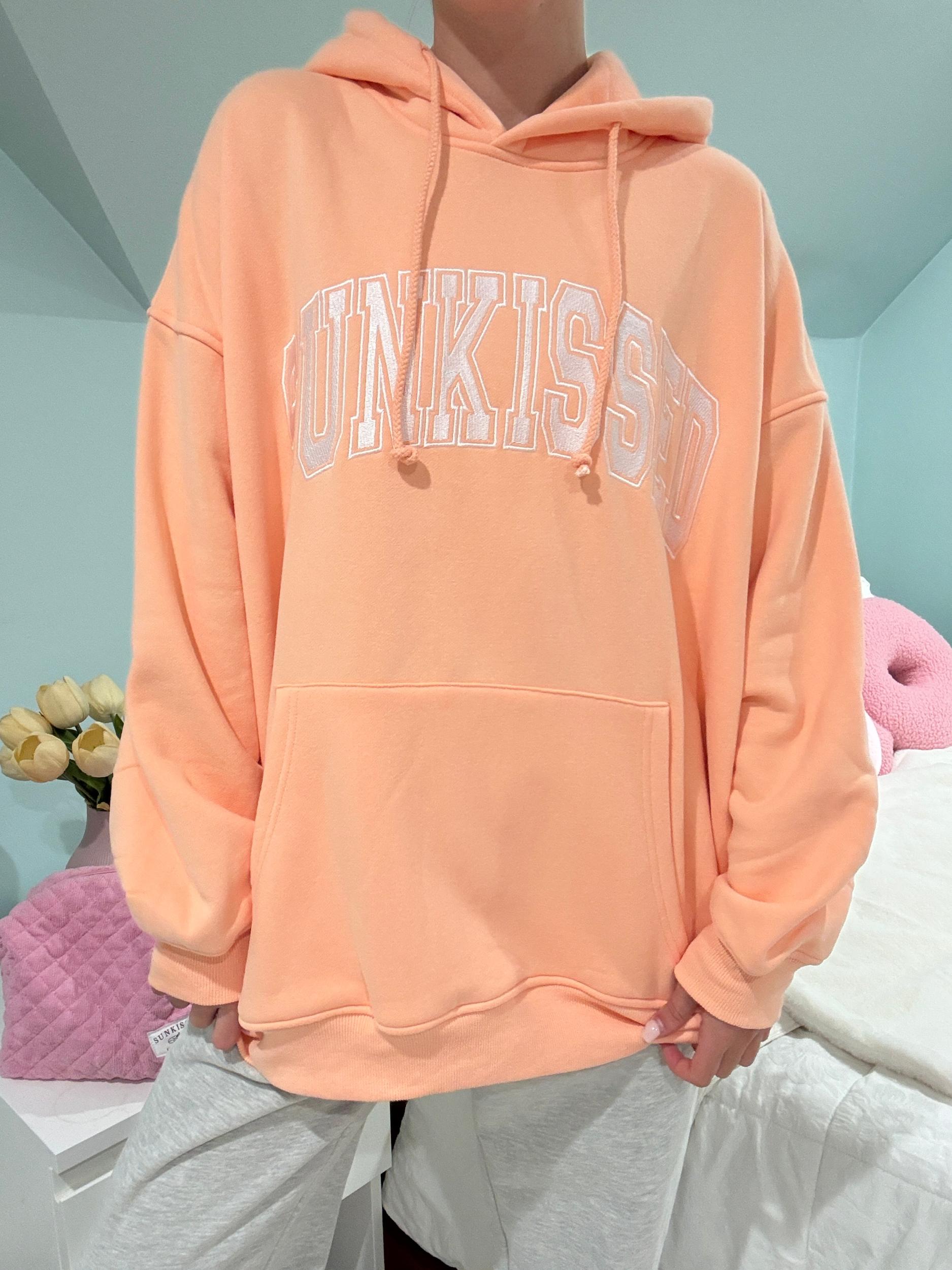 Sherbet Orange Varsity Embroider Hoodie Product Image