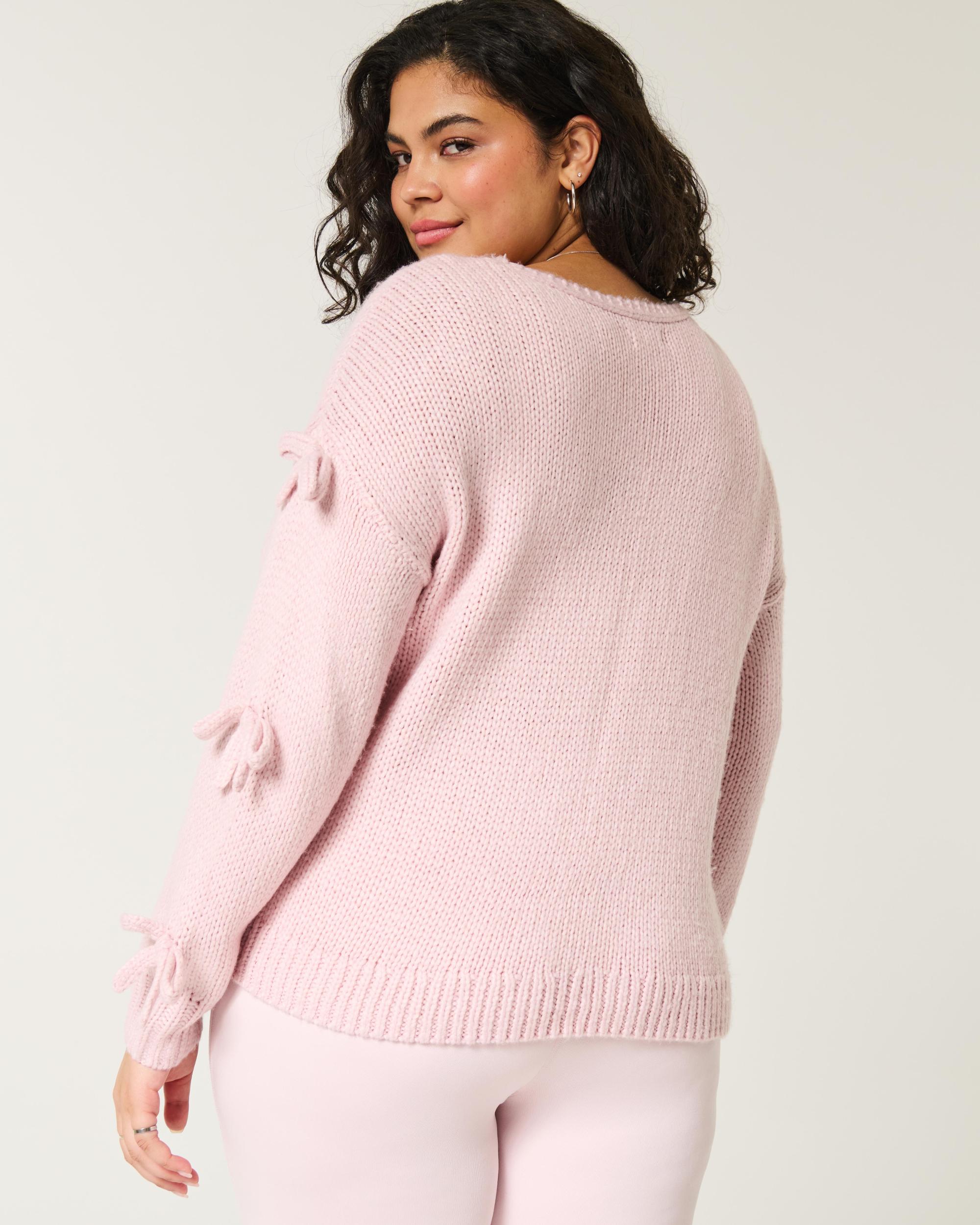 Off-the-Shoulder Bow Applique Sweater Product Image