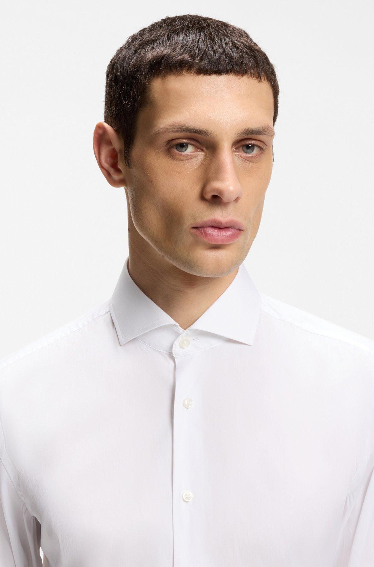 Slim-fit shirt in easy-iron cotton-blend poplin Product Image