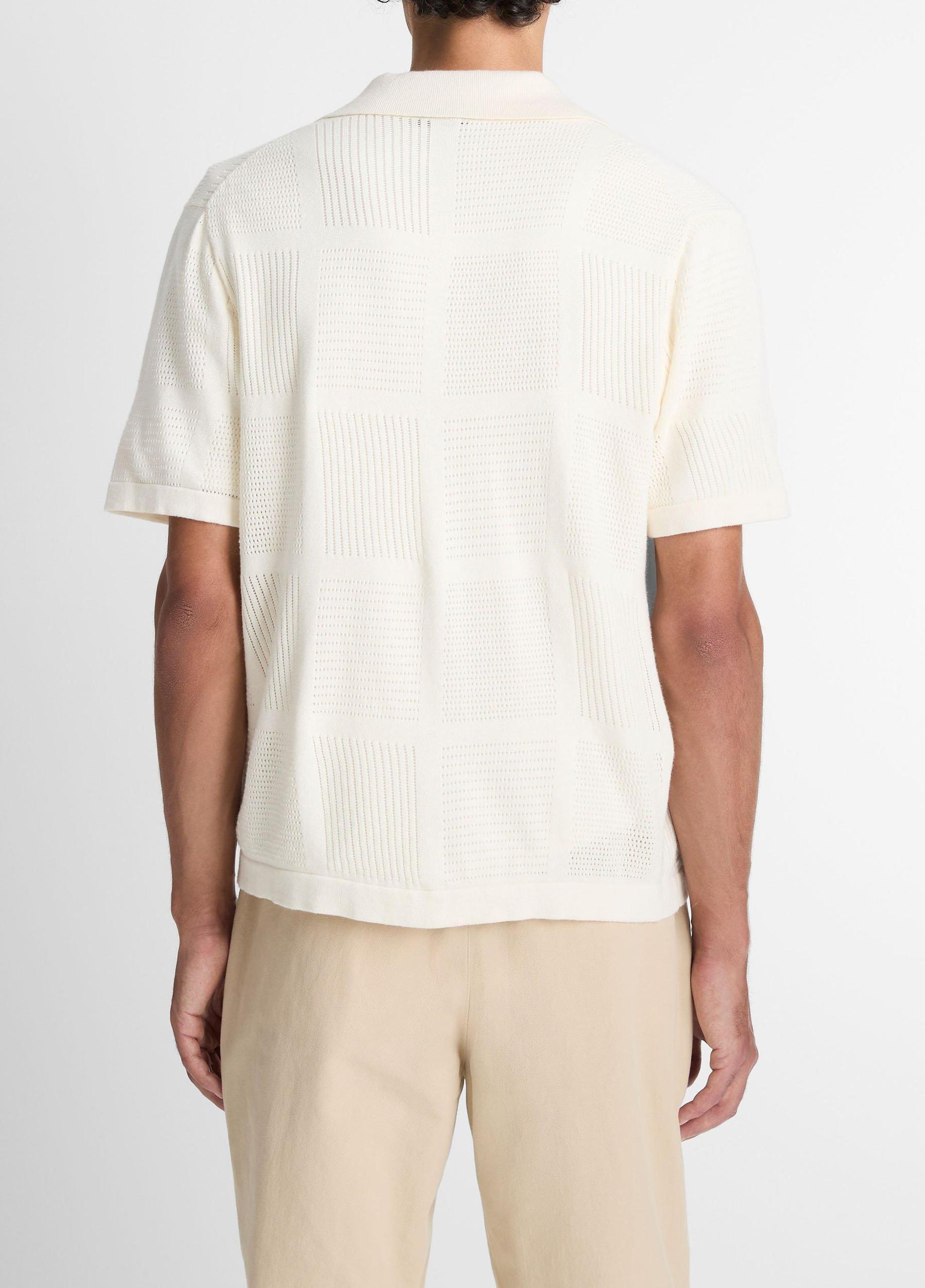 Patchwork Pointelle Short-Sleeve Shirt Product Image