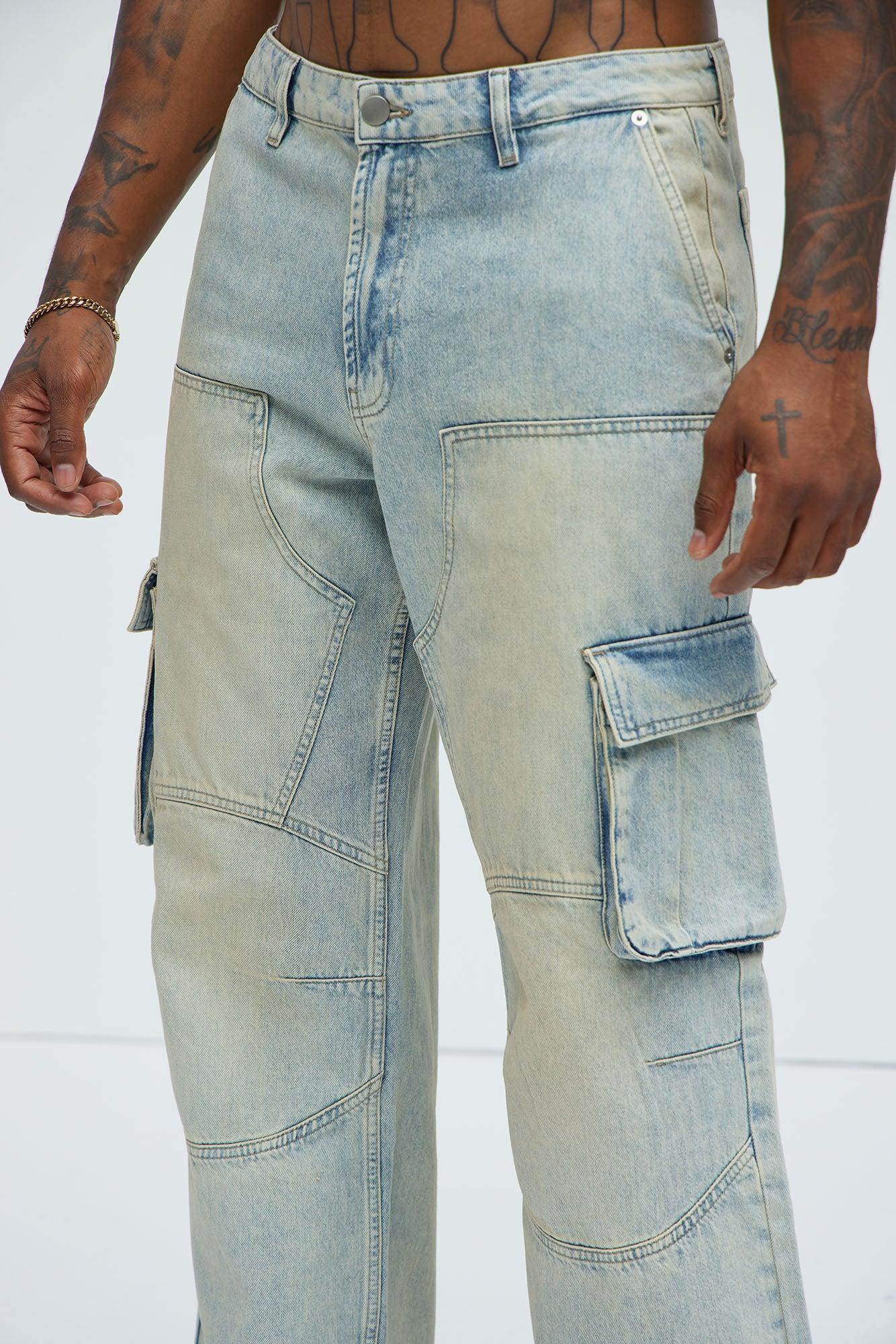 Micah Baggy Moto Jeans - Light Blue Wash Product Image