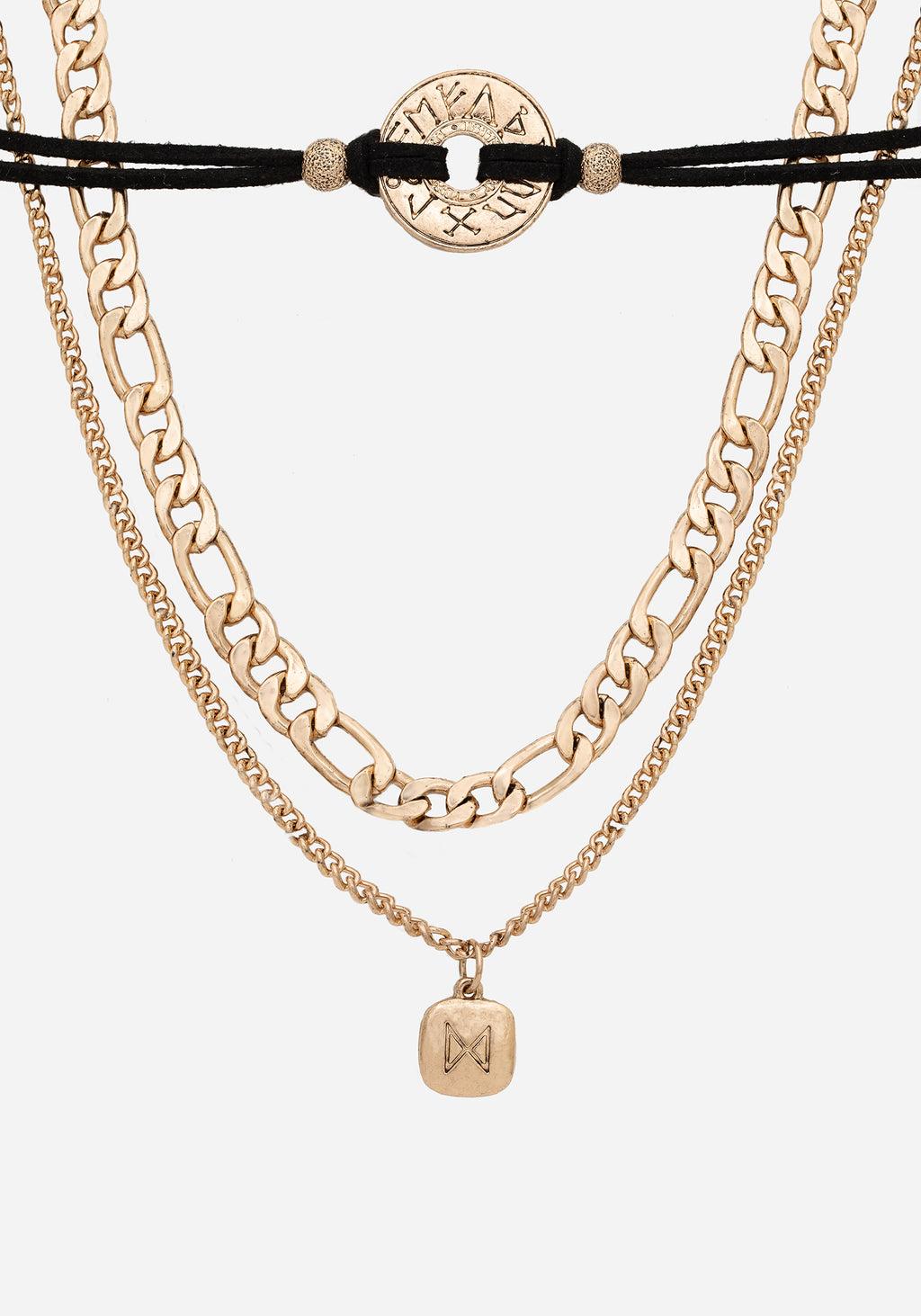 Runes Layered Necklace - Gold Product Image