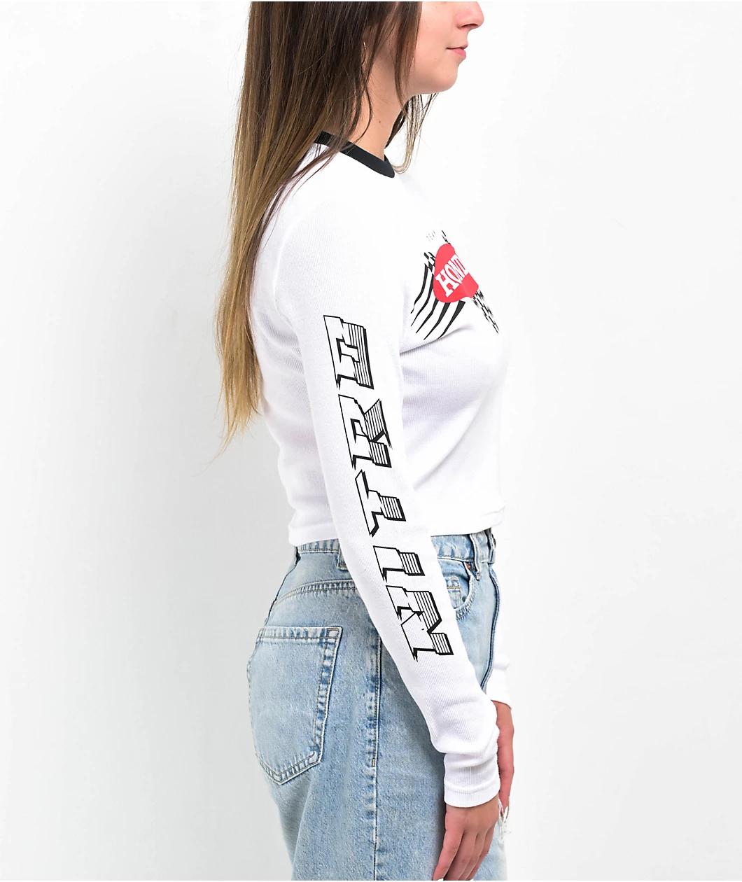 JT Racing x Honda Nitro Speed White Long Sleeve Crop T-Shirt  Product Image