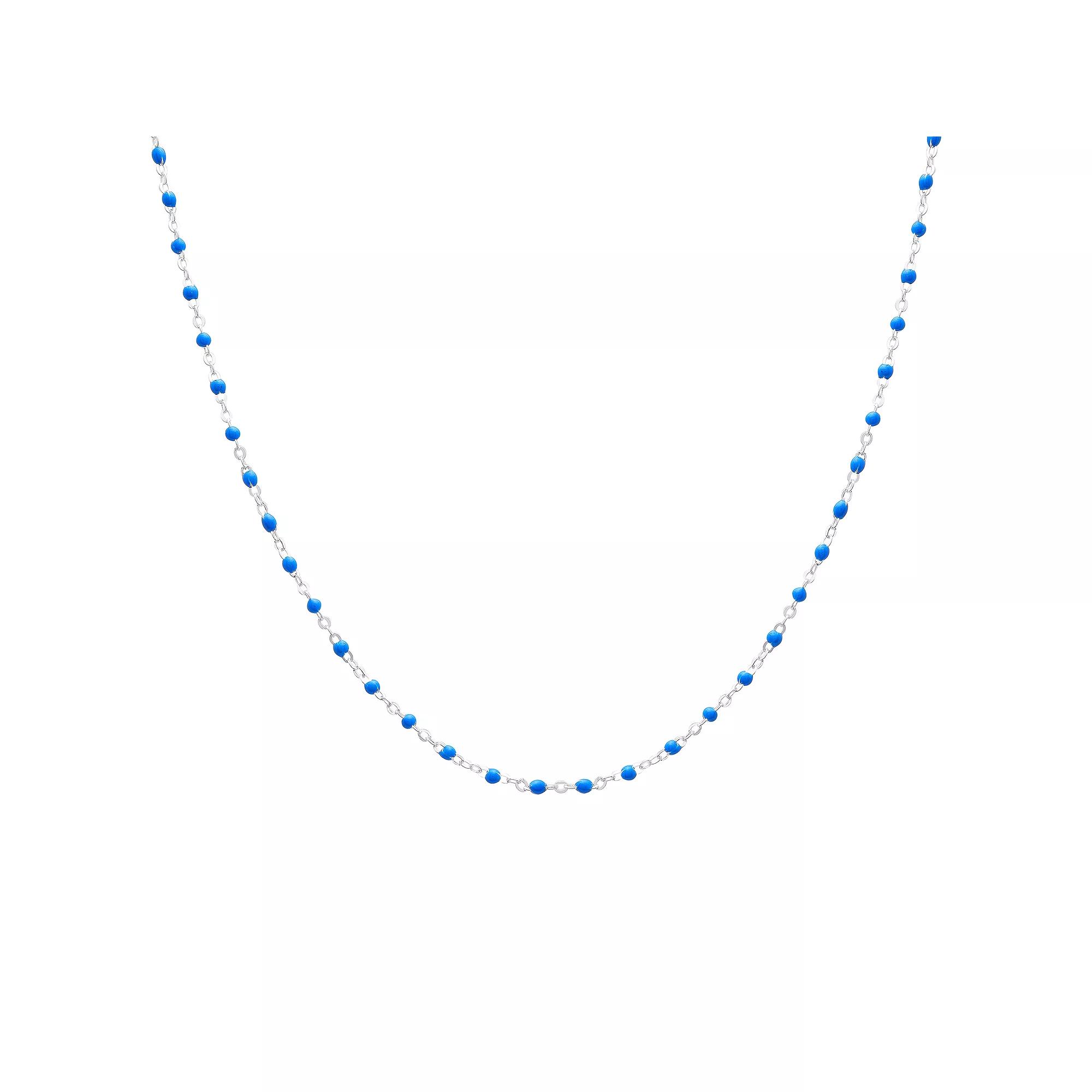 Sterling Silver Blue Enamel Beaded Necklace, Women's, Size: 18" Product Image