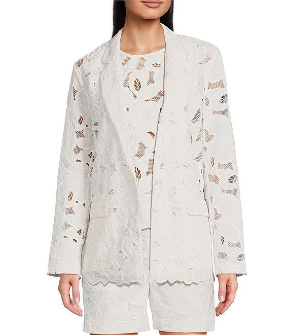 BOSS by Hugo Boss Jonara Broderie Anglaise Notch Lapel Long Sleeve Blazer Product Image
