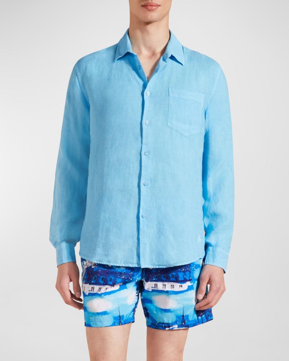 Mens Caroubis Linen Button-Front Shirt Product Image