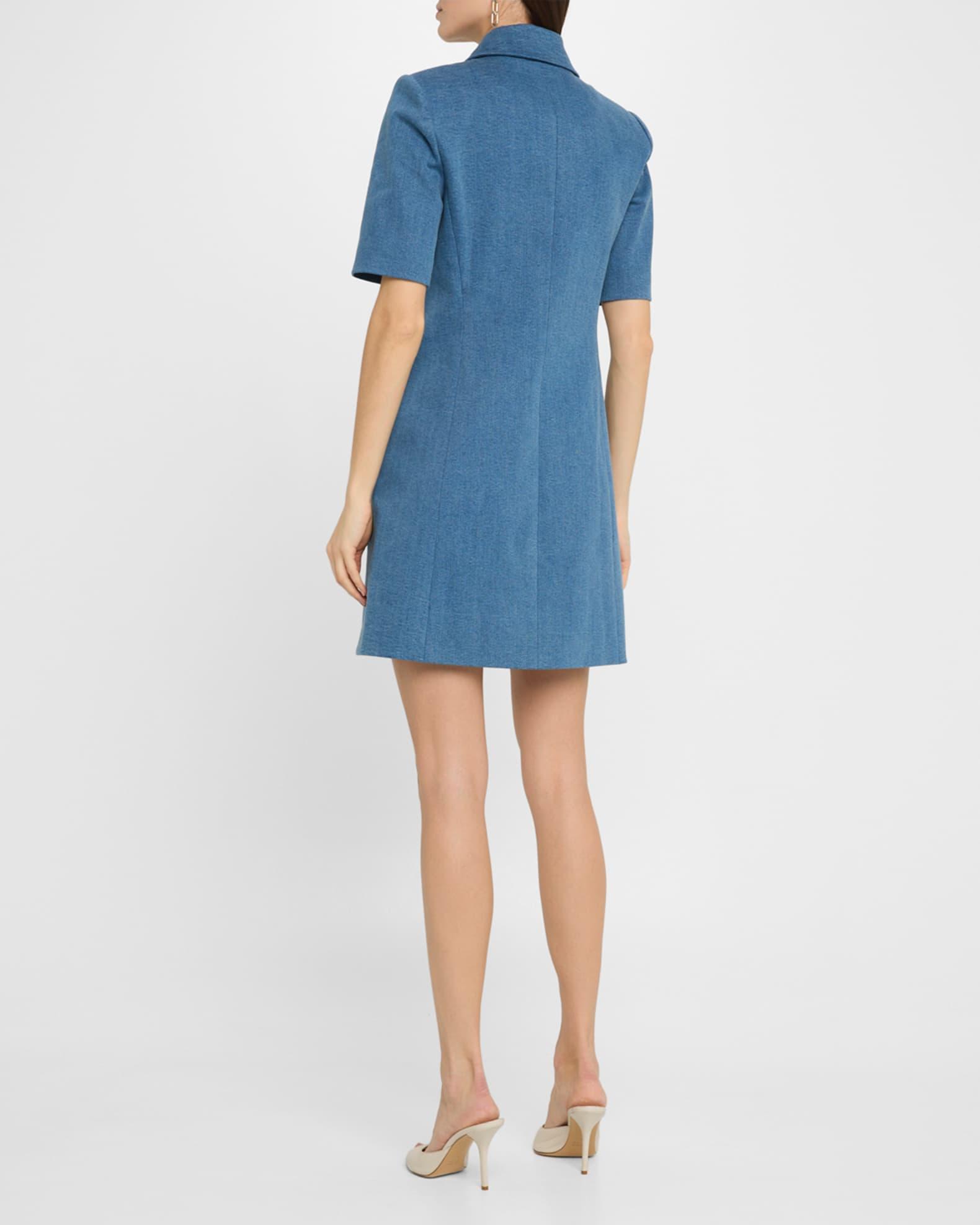 Paige Short-Sleeve Denim Mini Dress Product Image