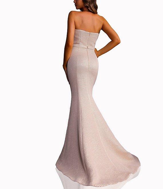 Terani Couture Sweetheart Neck 3D Ruffle Metallic Jacquard Mermaid Dress Product Image