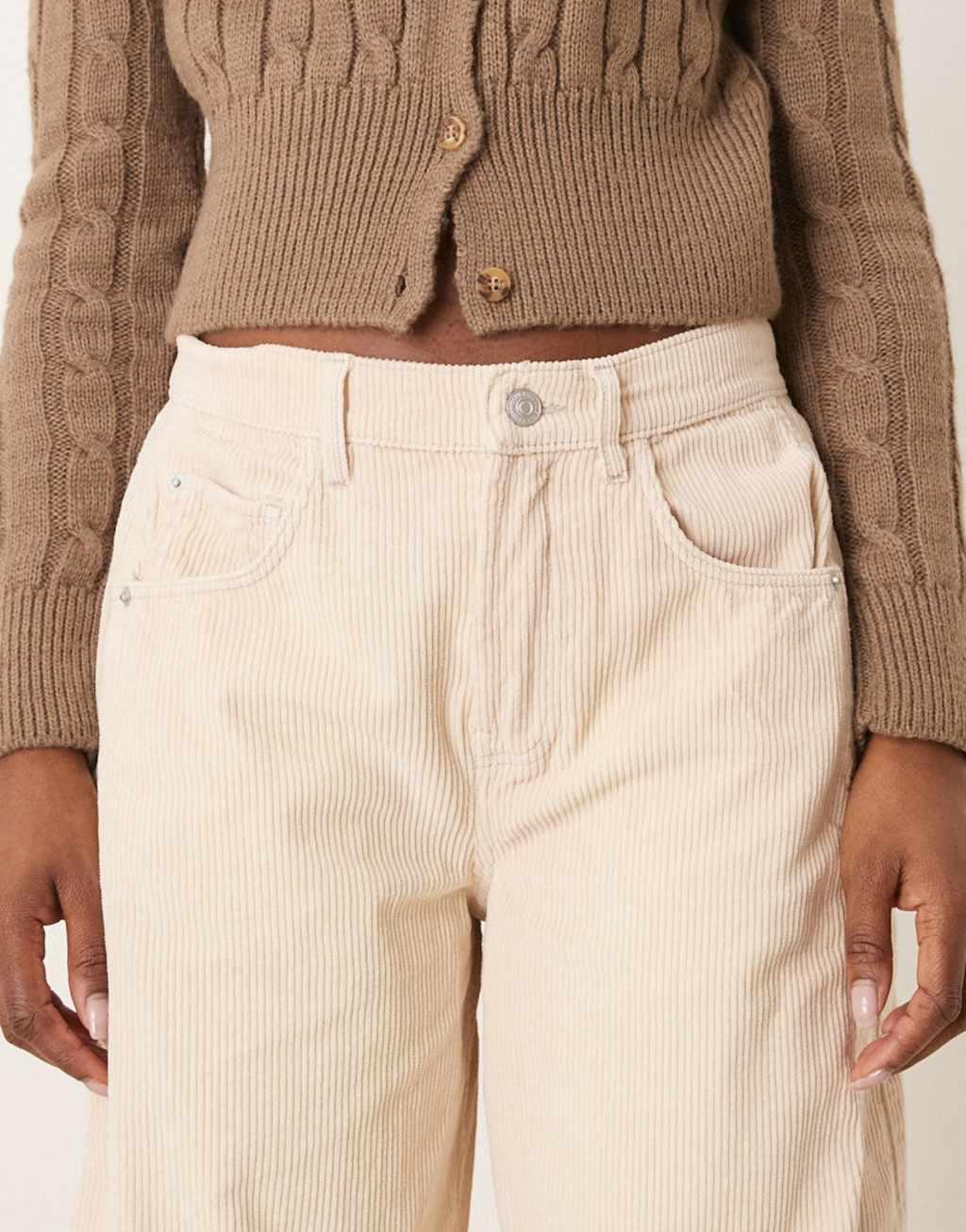 Free People Good Luck barrel leg cord jeans in light gray Product Image