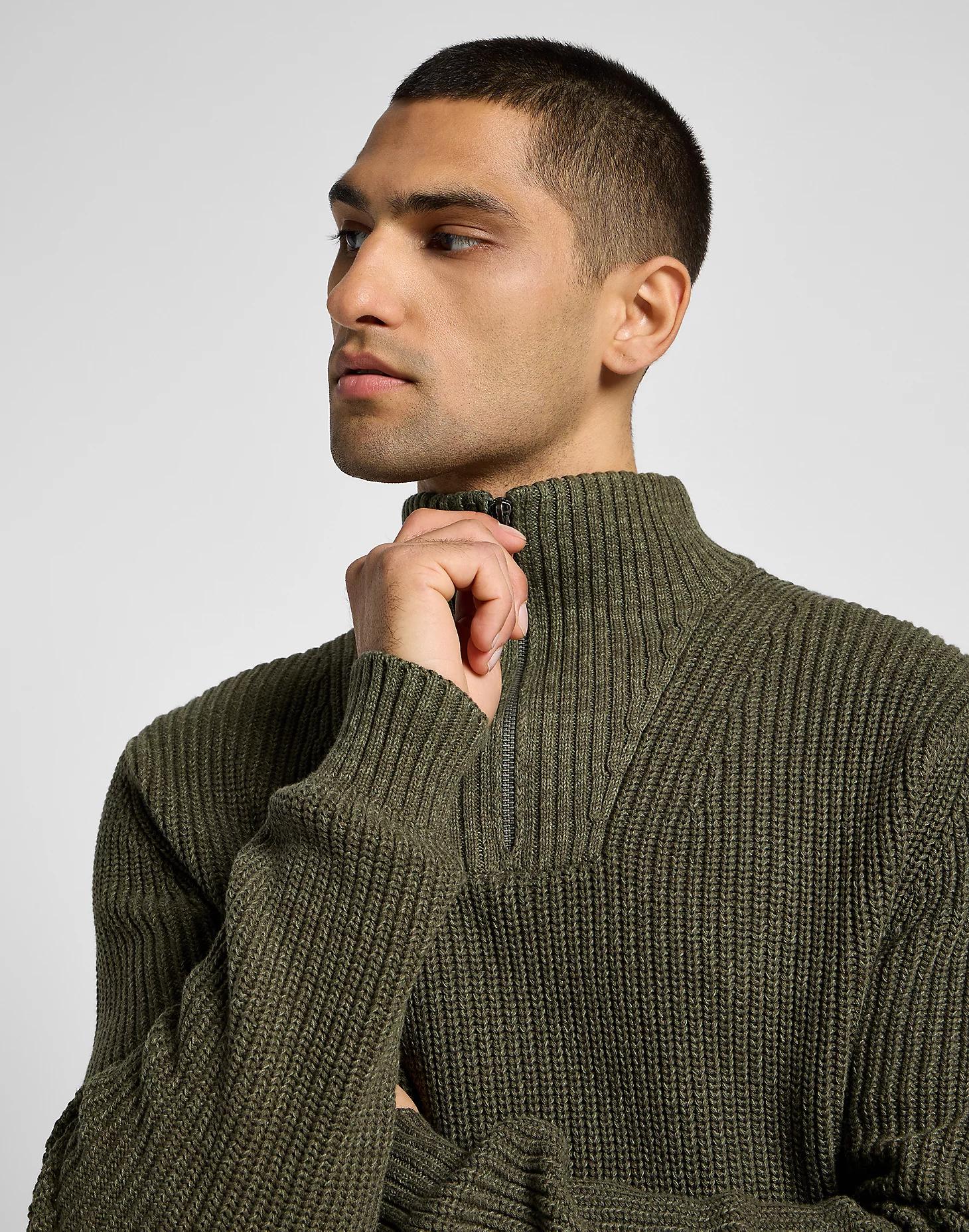 Men's Half Zip Mock Neck Sweater | Men's Tops & Tees | Lee® Product Image