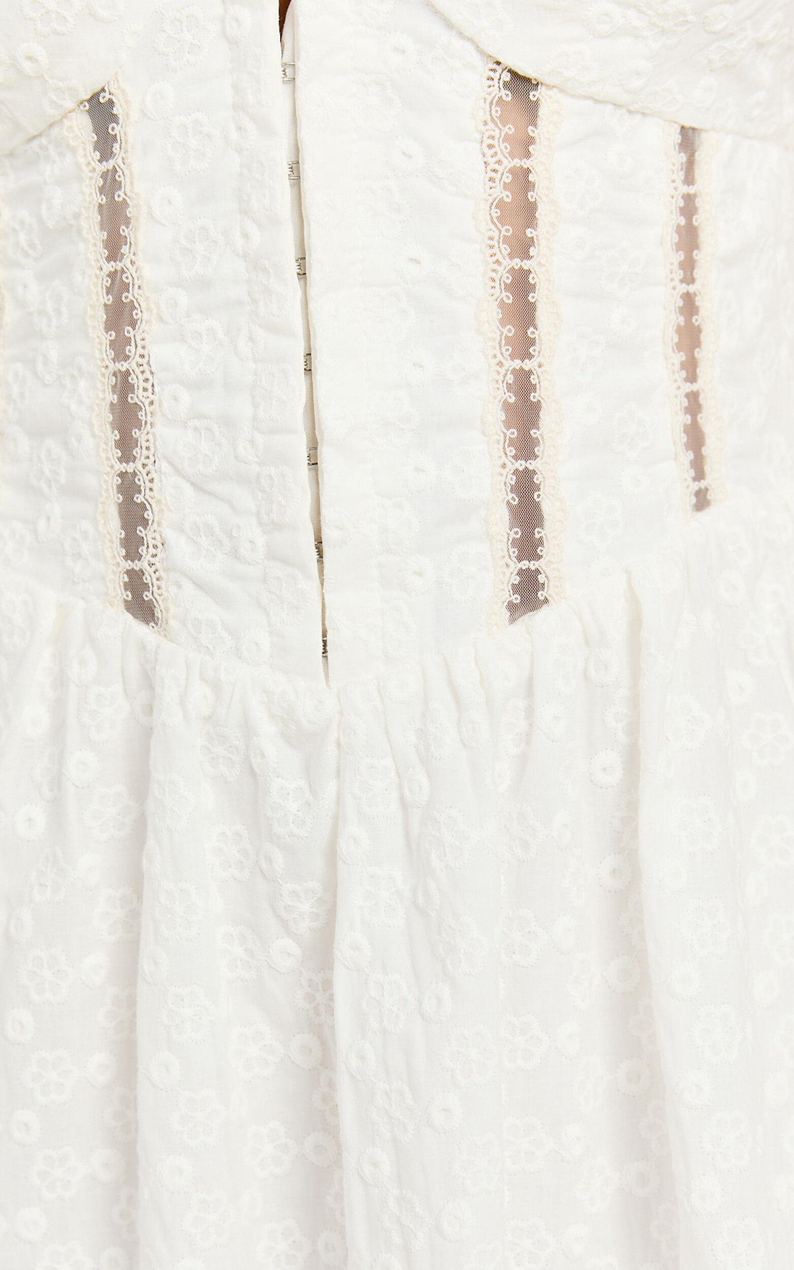 Chriscelle Mini Dress - Lace Detail Fit & Flare Dress in White Product Image