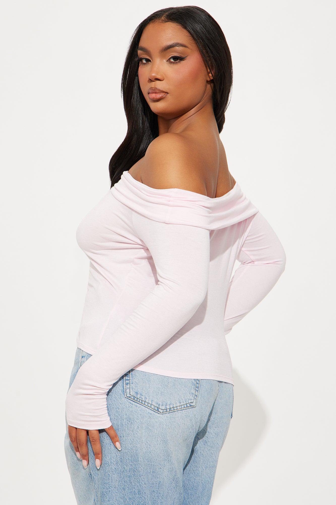 Royal Off Shoulder Lace Up Top - Pink Product Image