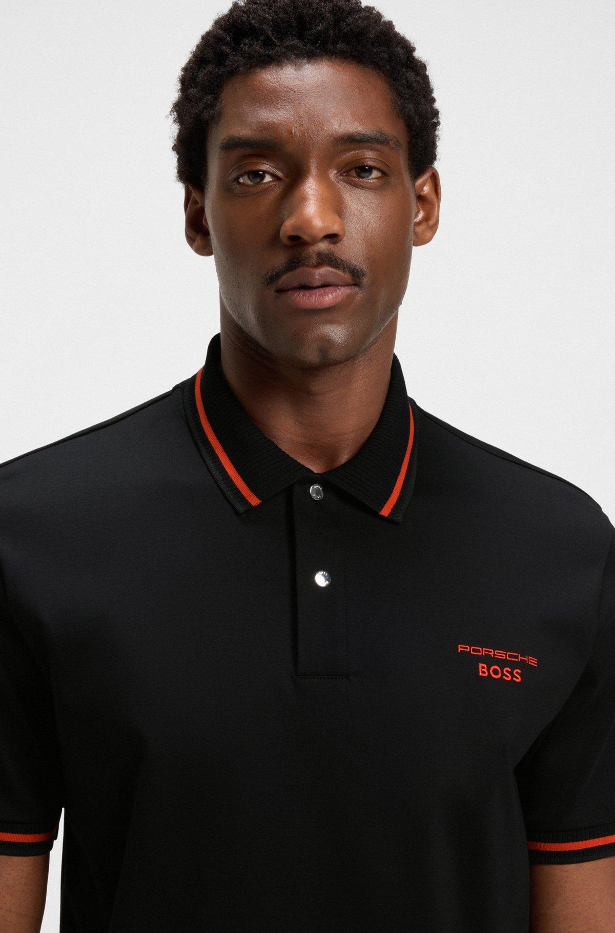 BOSS - Porsche x BOSS polo shirt in cotton with moisture control - Black Product Image