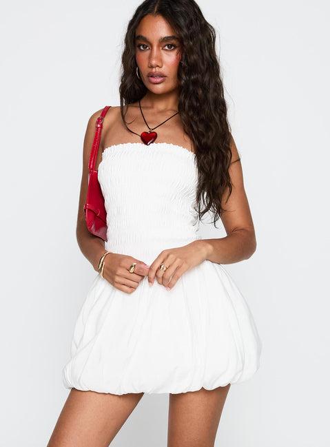 Anemone Bubble Hem Mini Dress White Product Image