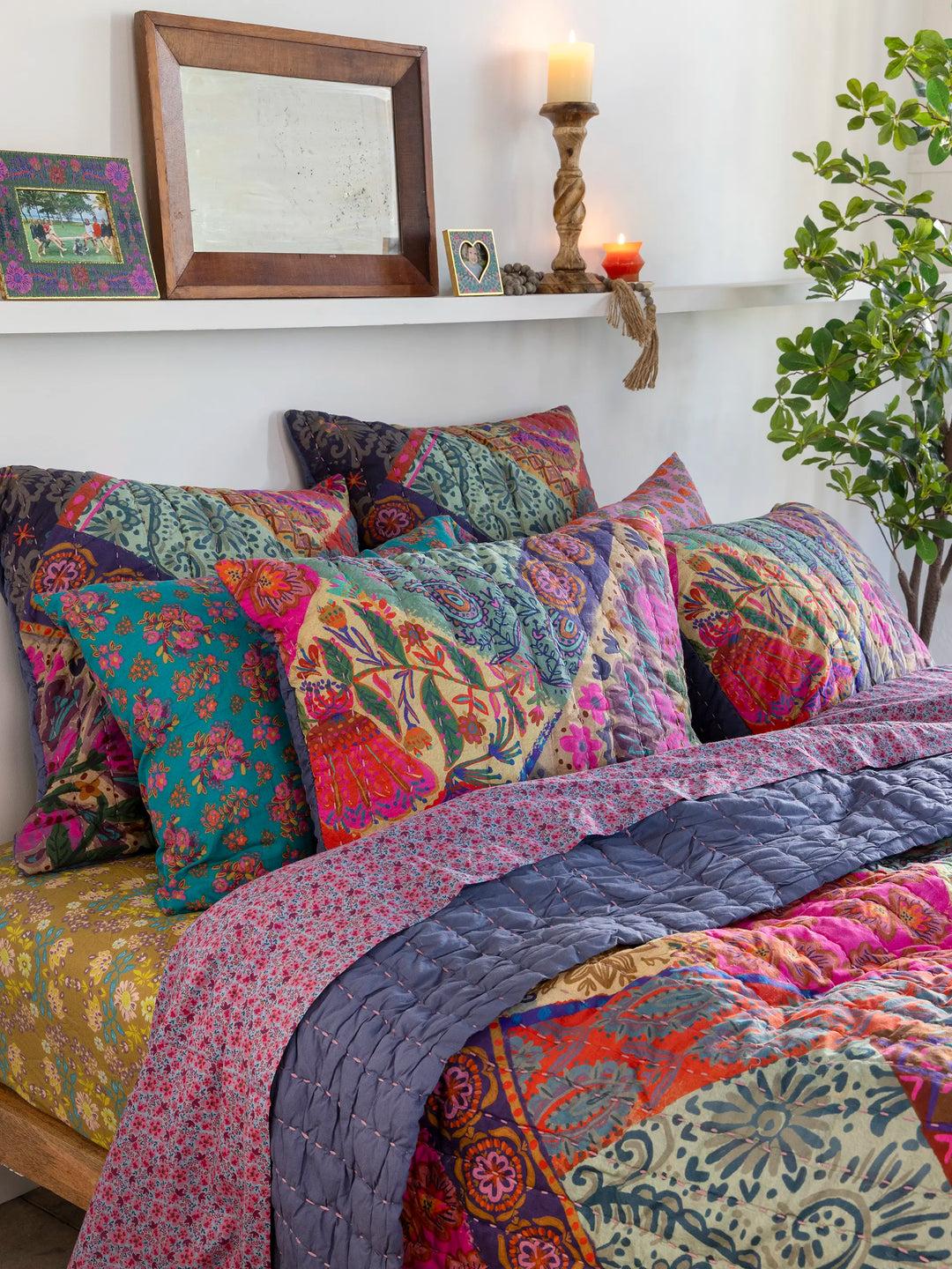 Bungalow Reversible Cotton Quilt - Boho Blooms Patchwork Product Image