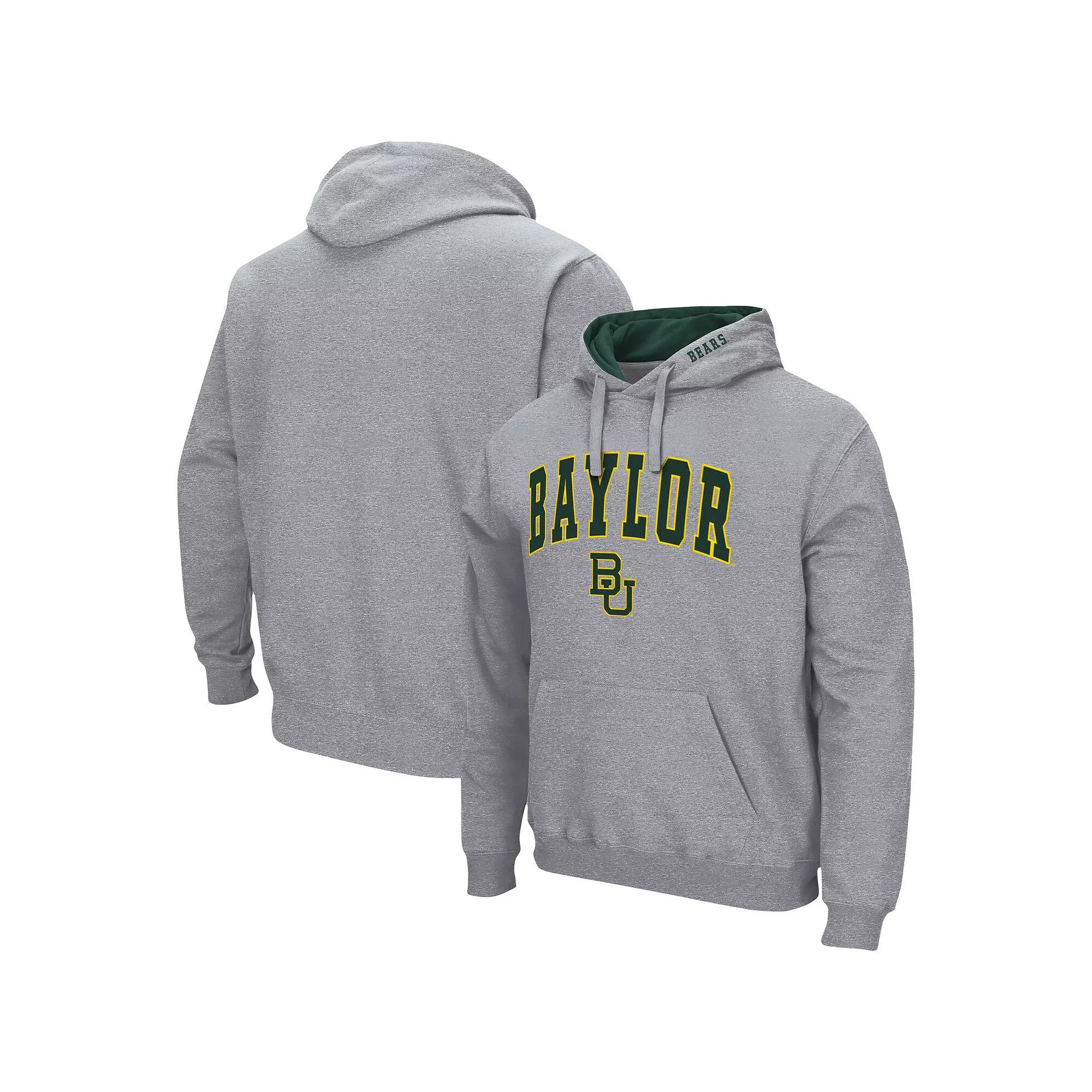 Men's Colosseum Heather Gray Baylor Bears Arch & Logo 3.0 Pullover Hoodie,  Product Image