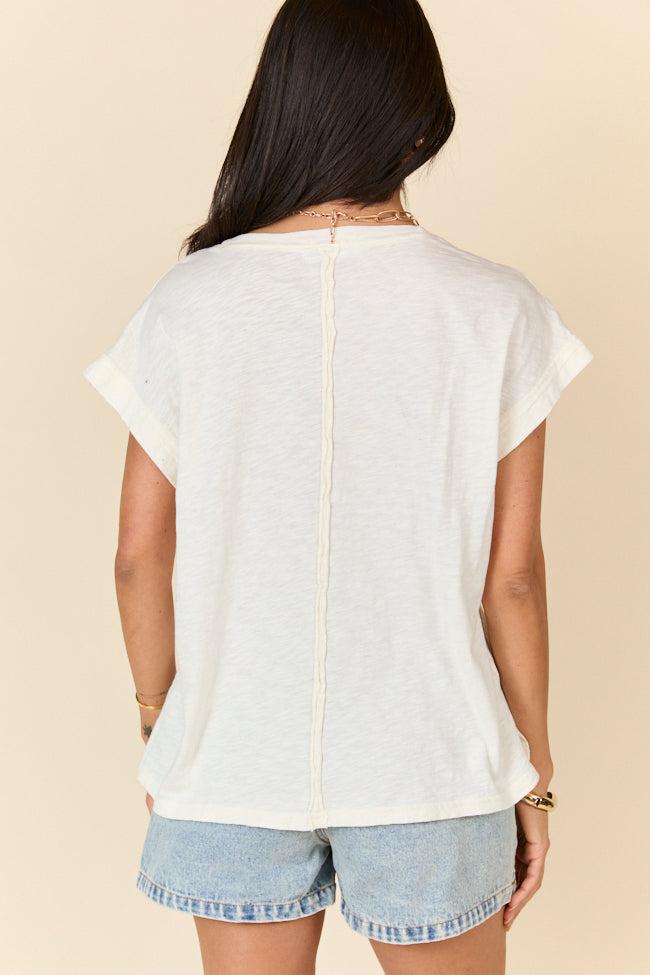All Washed Up Ivory Knit Pocket Tee FINAL SALE Product Image