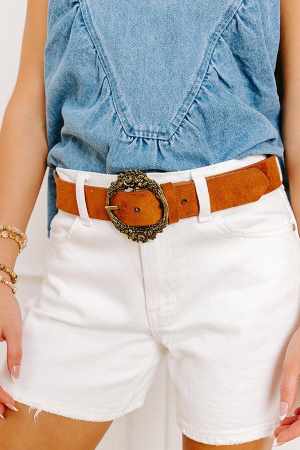 Chic Lifestyle Faux Suede Belt in Brown Product Image
