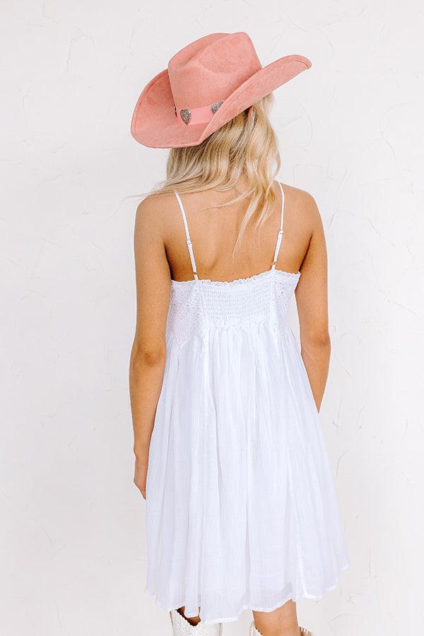 Coastal Flair Eyelet Mini Dress in White Product Image