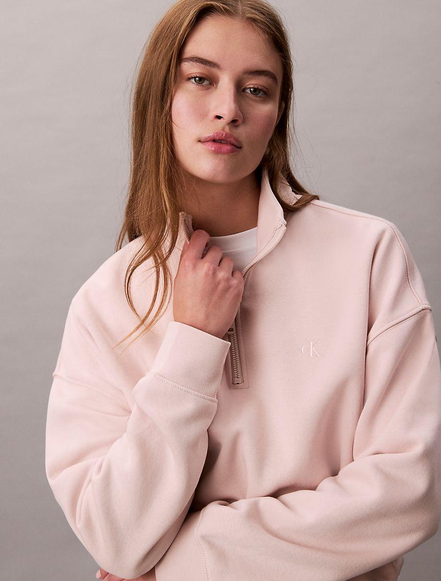 Archive Logo Fleece Quarter Zip Mock Neck Sweatshirt  Product Image