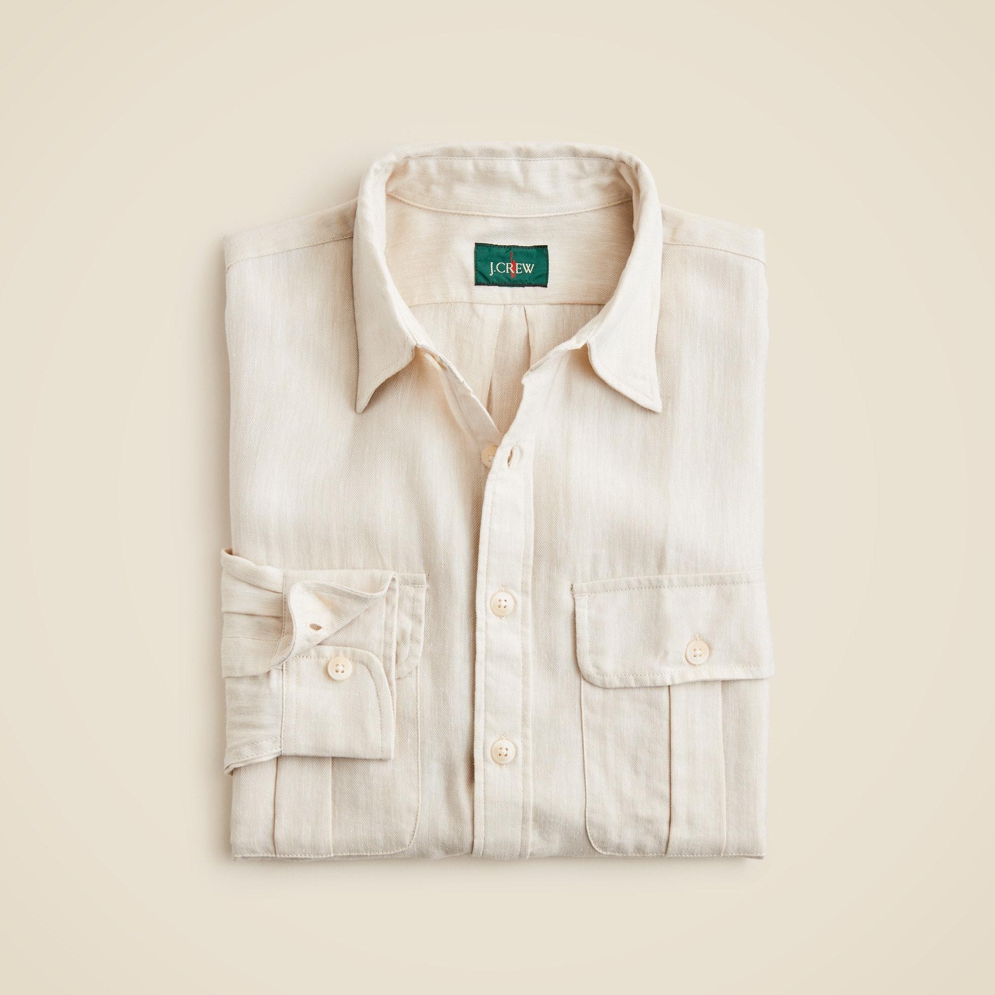 Two-pocket herringbone workshirt in TENCEL™ lyocell-linen blend Product Image