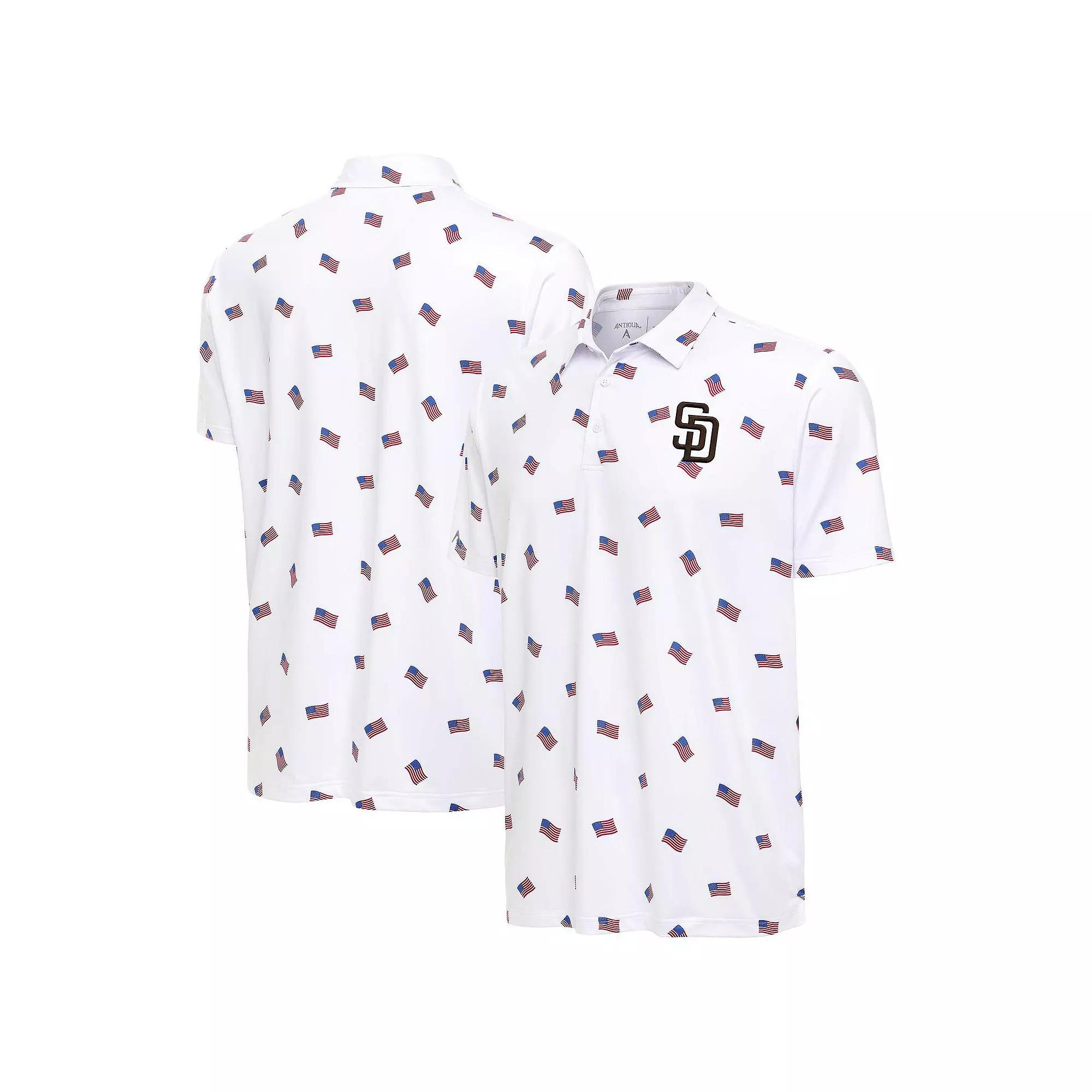 Men's Antigua White San Diego Padres  Americana Polo, Size: Small Product Image