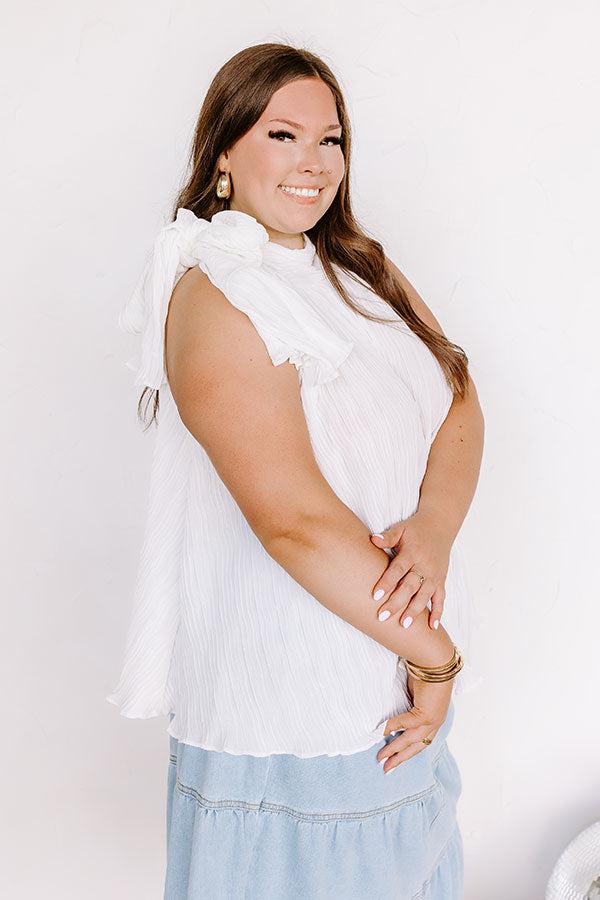 Lead Me Back To You Pleated Top in White Curves Product Image