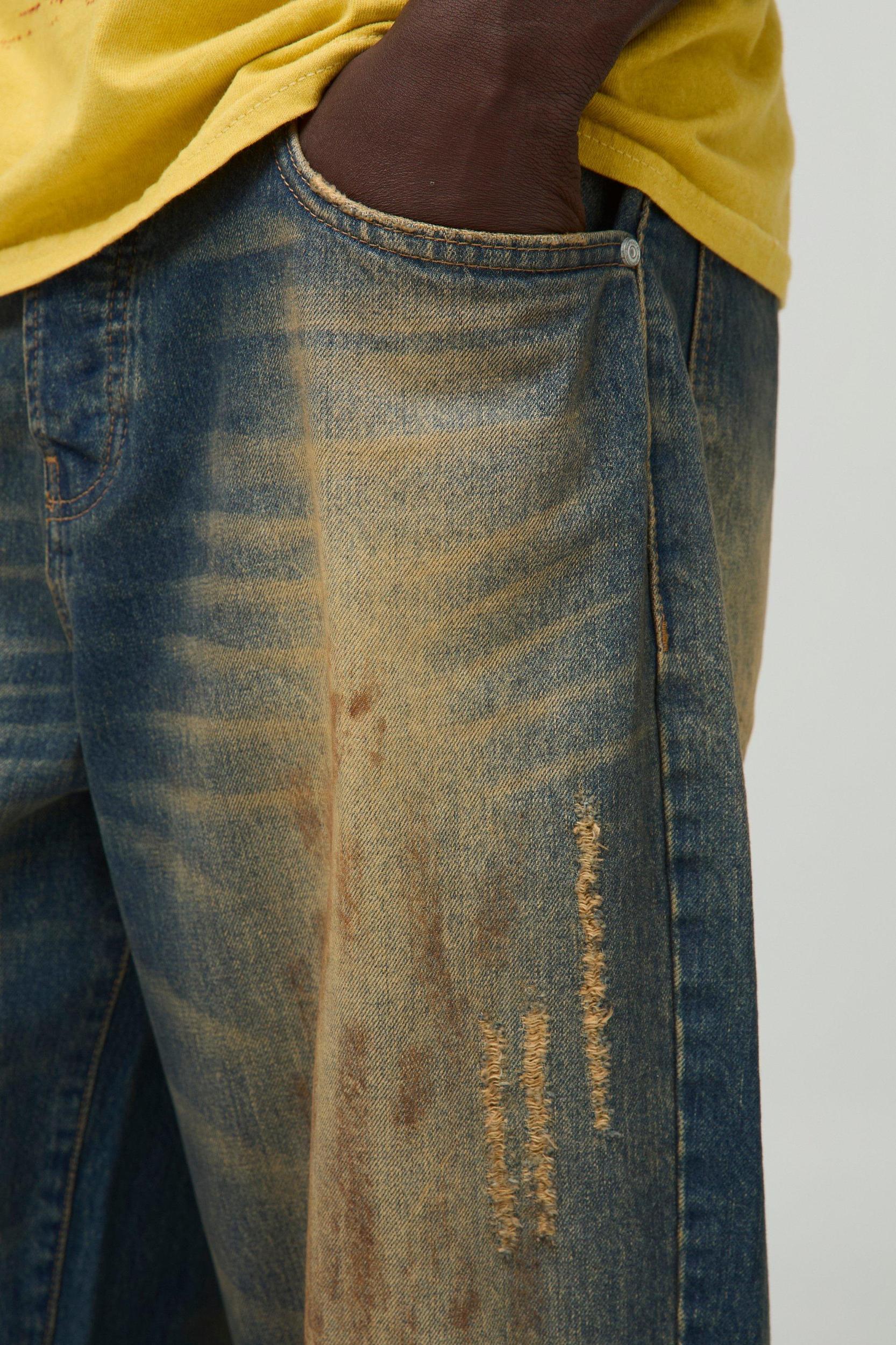 Baggy Fit Dirty Wash Distressed Denim Jeans | boohooMAN USA Product Image