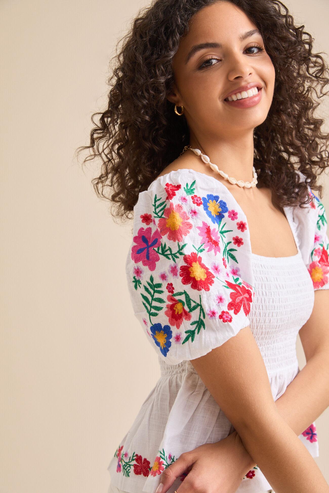 Lele Embroidered Babydoll Top Product Image