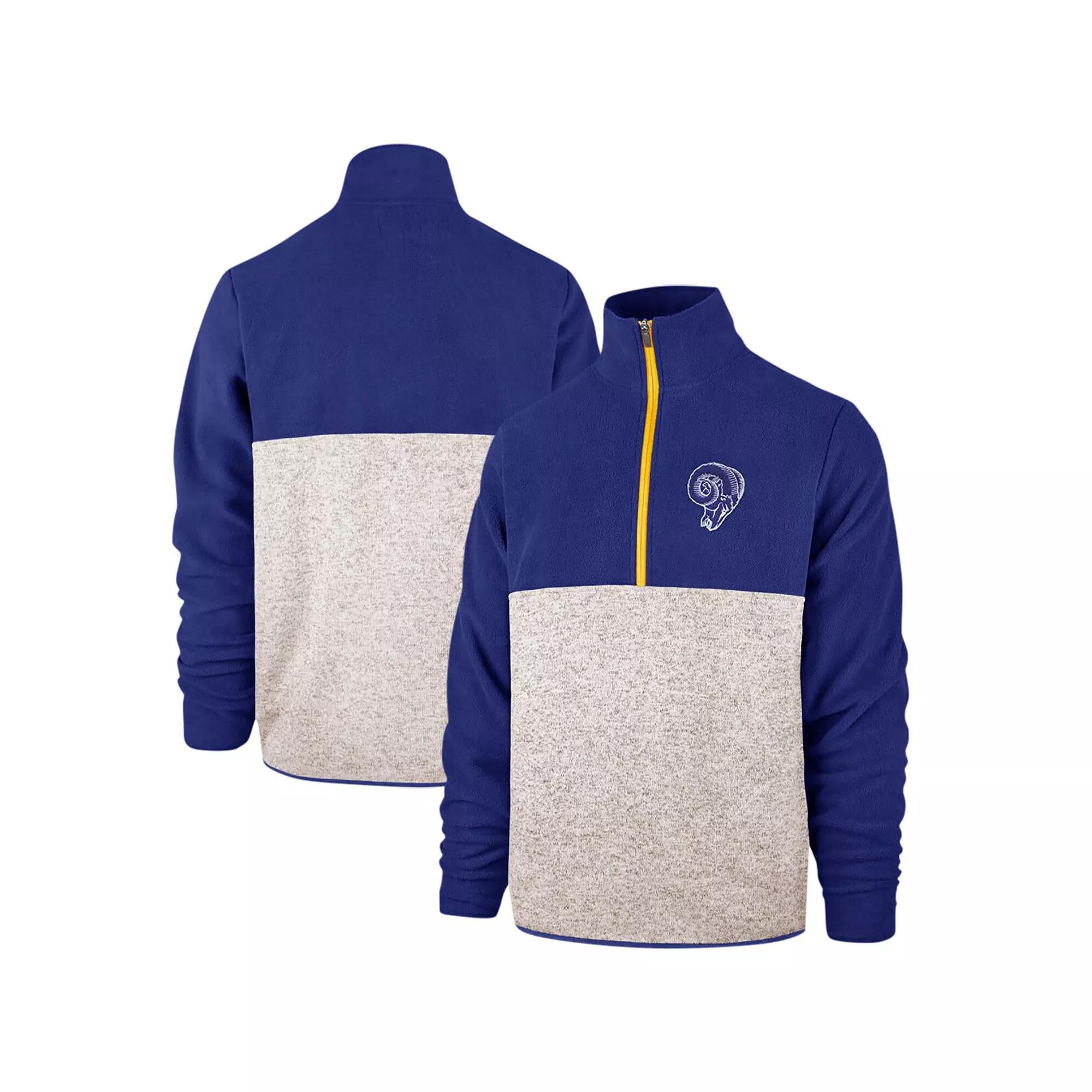 Men's '47 Royal/Cream Los Angeles Rams Colorblock Kodiak Half-Zip Jacket, Size: 3XL, Blue Product Image
