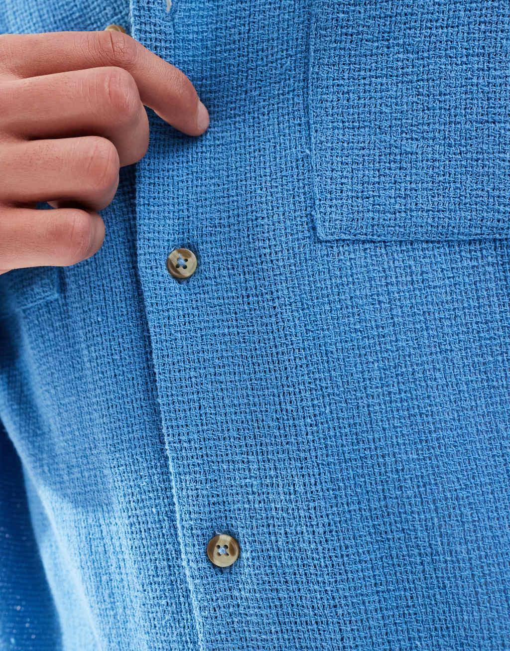 ASOS DESIGN boxy textured oversized shirt in blue Product Image