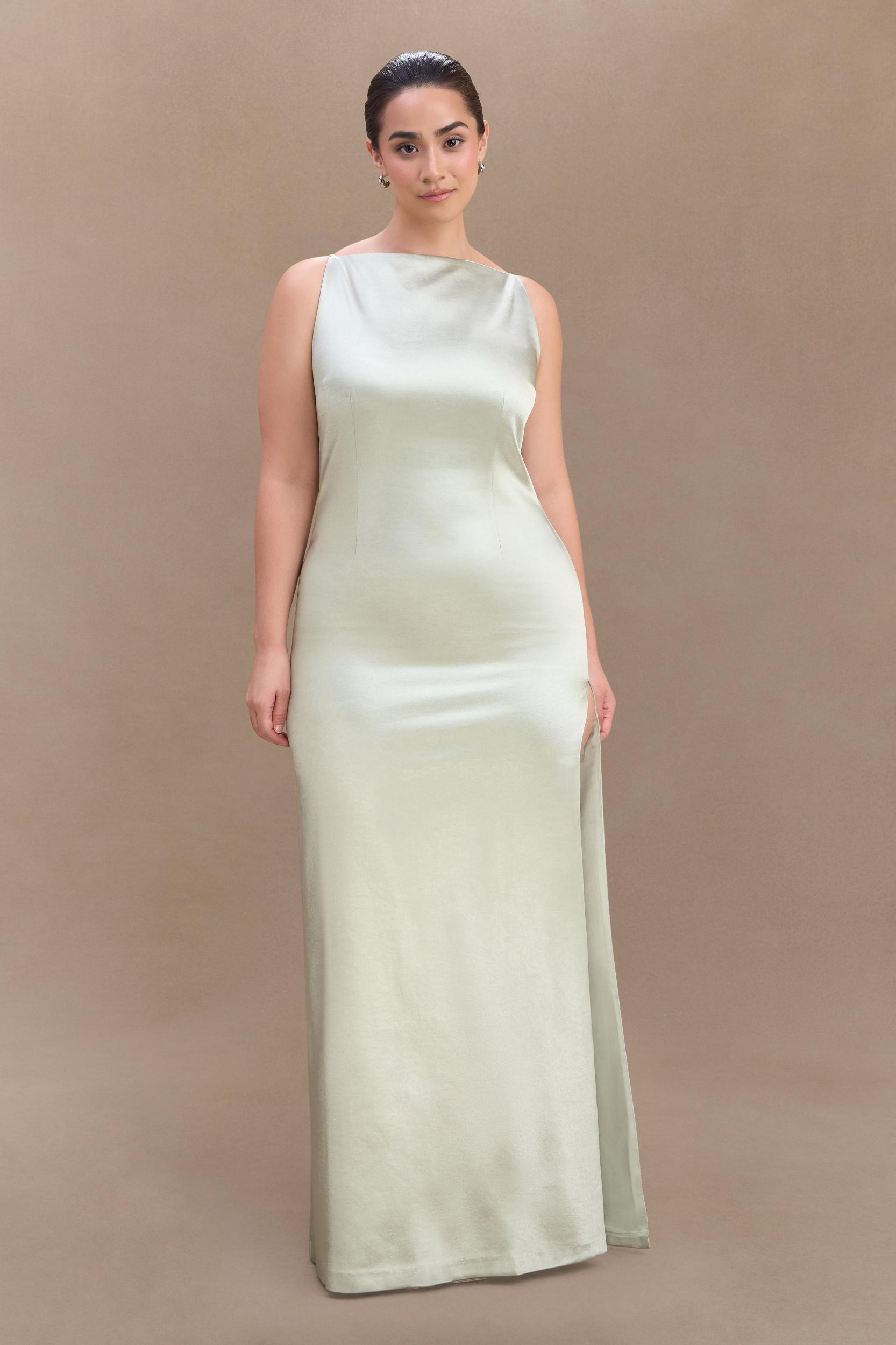 Violet Sleeveless Satin Maxi Dress - Soft Pink Product Image