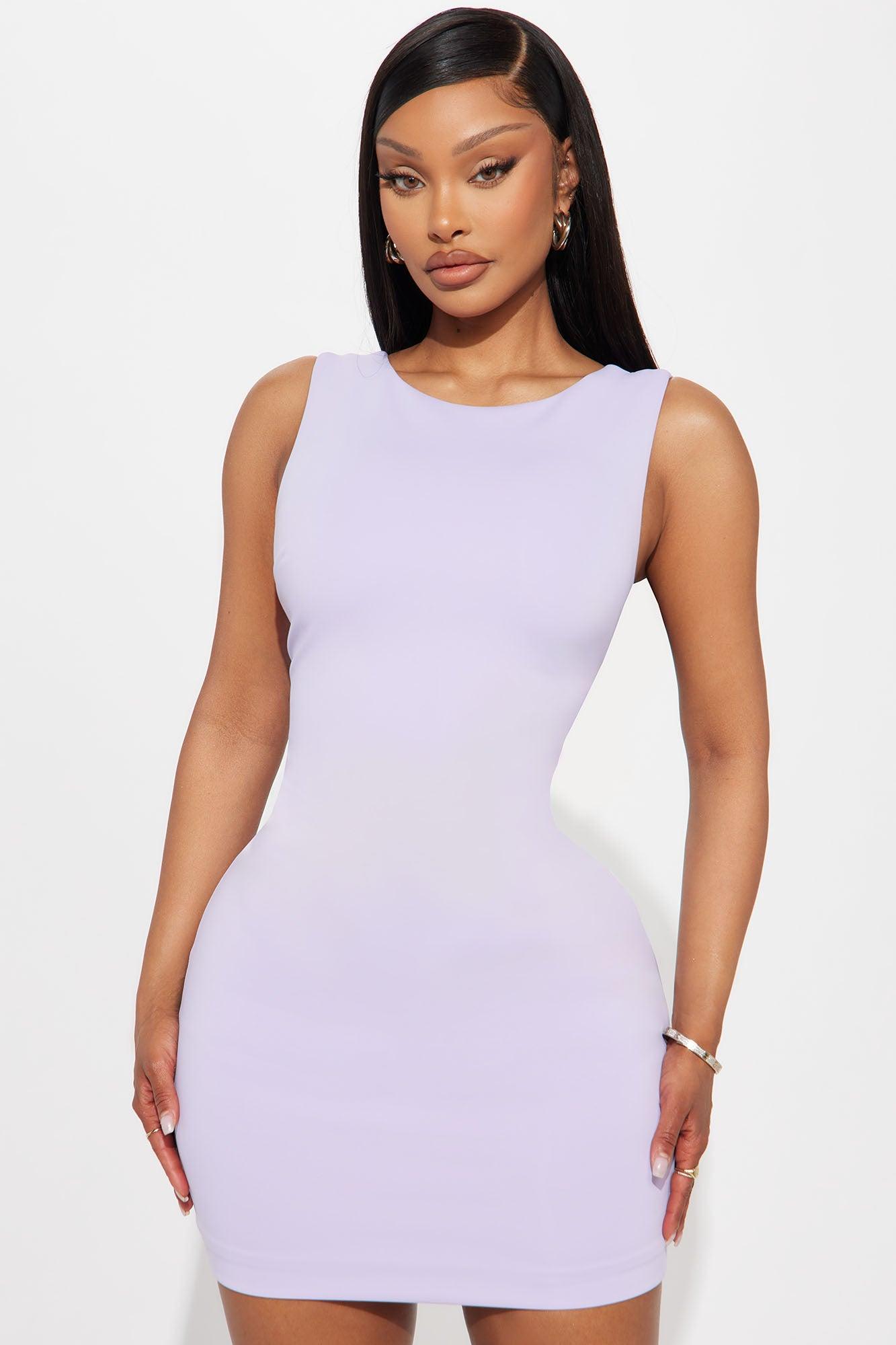 Amber Twist Back Mini Dress - Lavender Product Image
