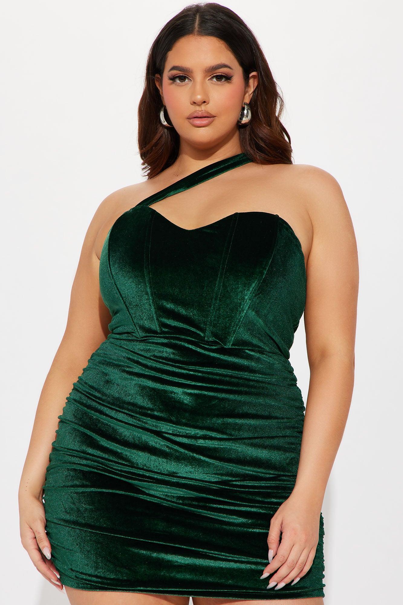 Juliet Velvet Mini Dress - Hunter Product Image