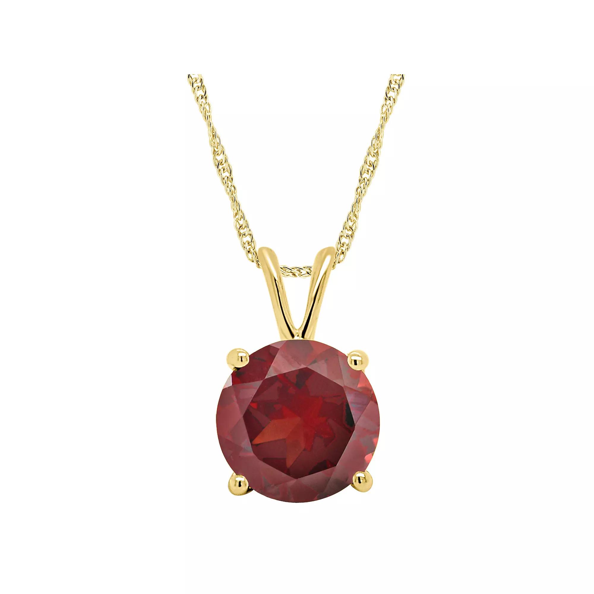 Alyson Layne 14k Gold Round Garnet Pendant Necklace, Women's, Size: 18" Product Image