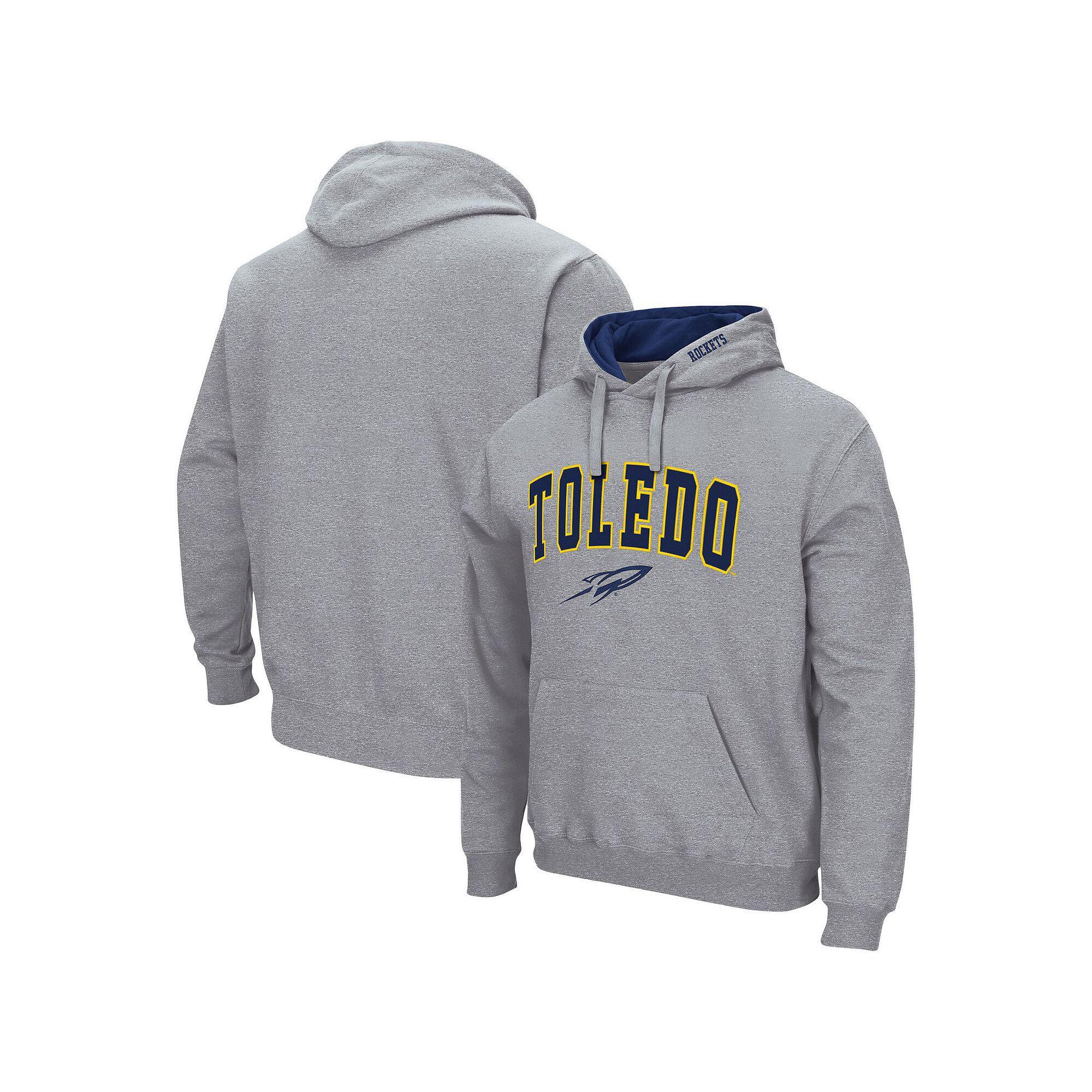 Men's Colosseum Heathered Gray Toledo Rockets Arch and Logo Pullover Hoodie,  Product Image