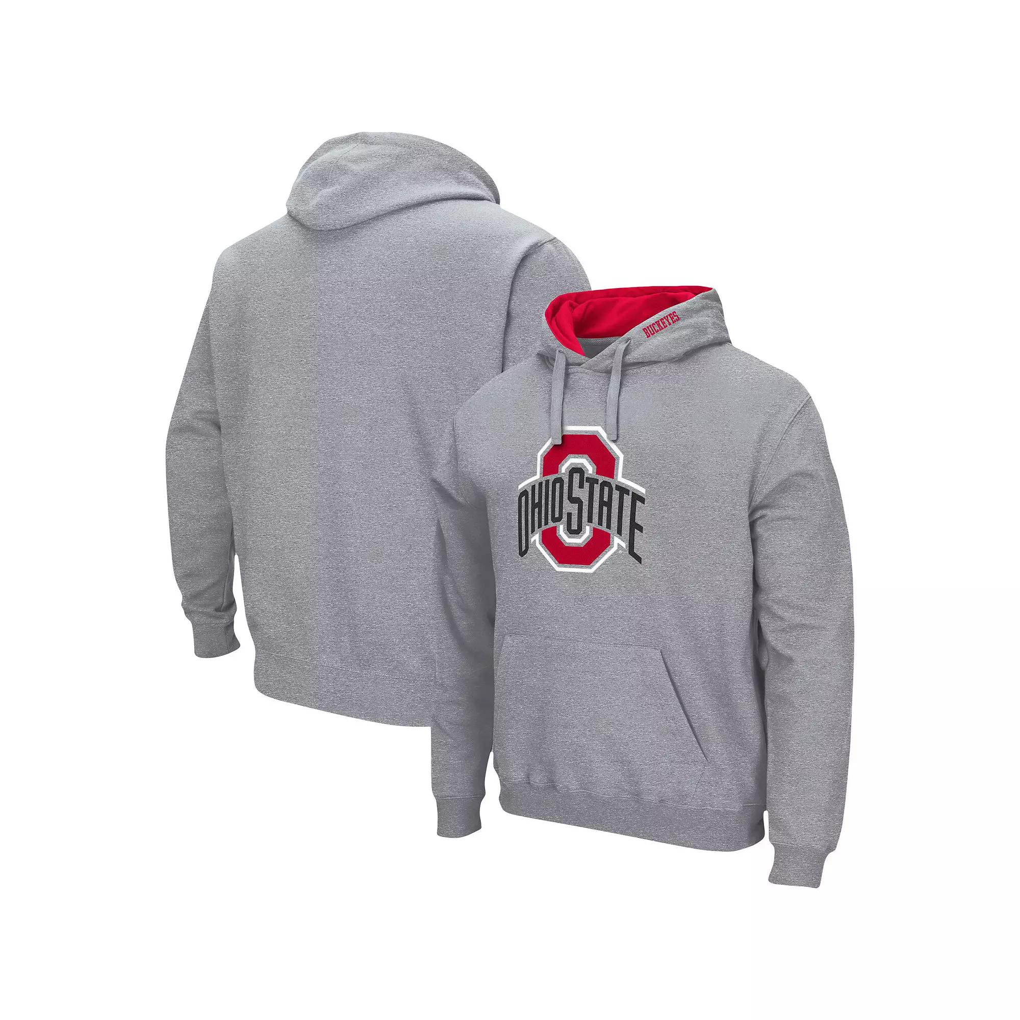 Men's Colosseum Heather Gray Ohio State Buckeyes Arch & Logo 3.0 Pullover Hoodie,  Product Image
